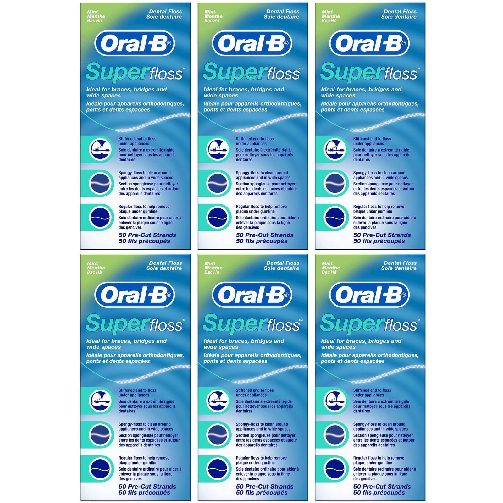 Super Floss, 50 Pre-Cut Strands Each, 6 Pack