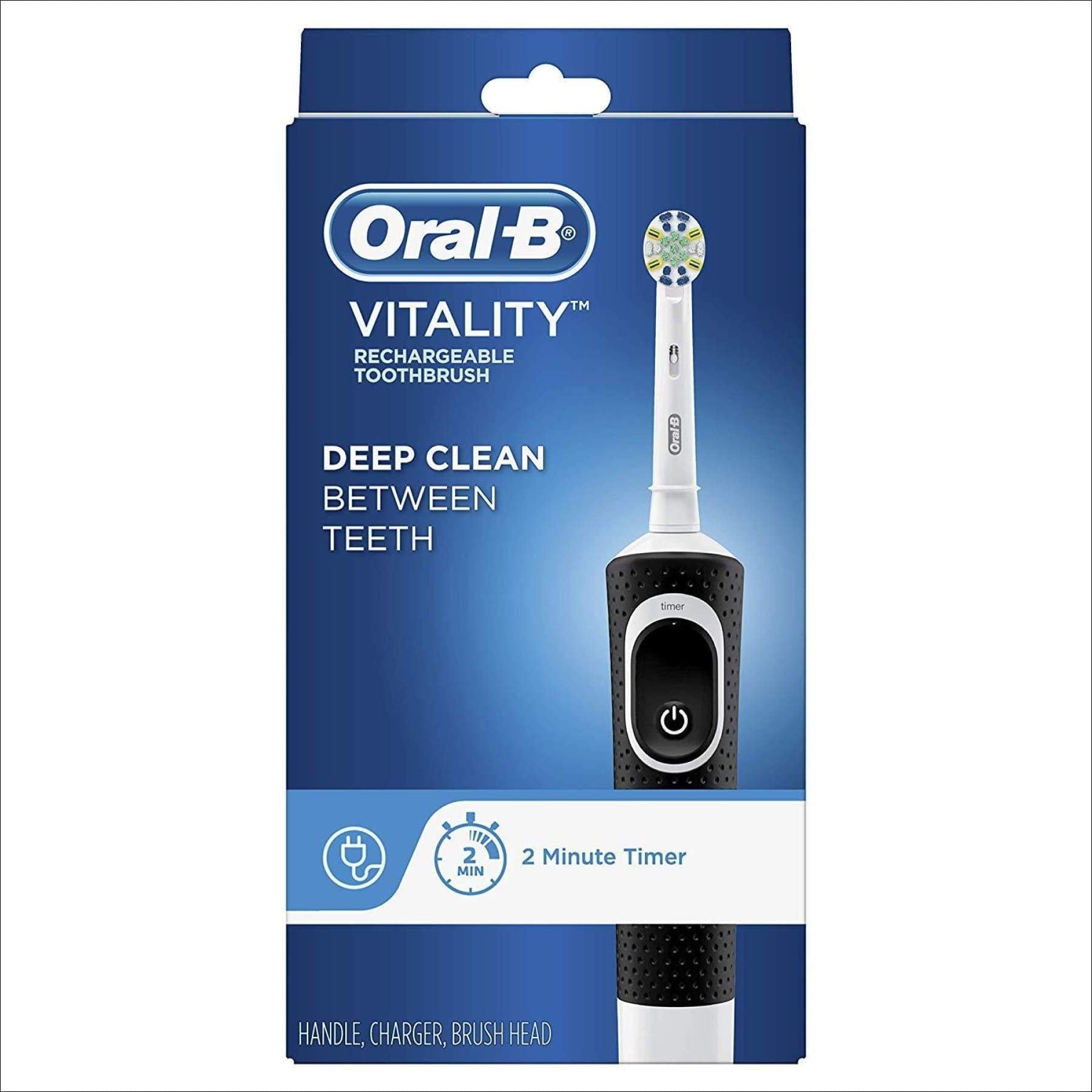 Electric Toothbrush with 1 Replacement Brush Head, Vitality Flossaction, Black