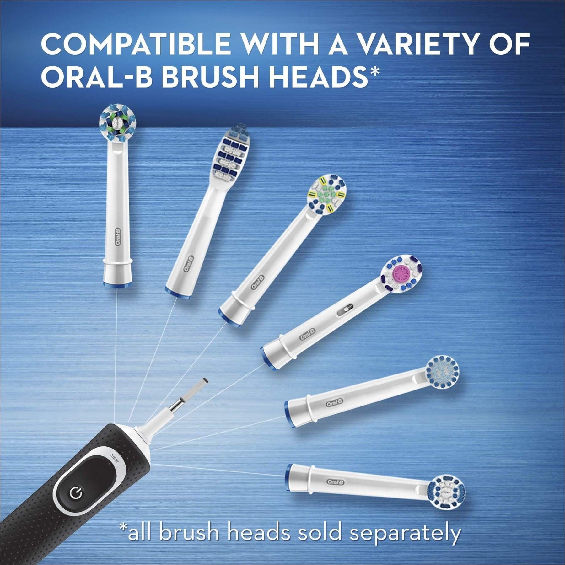 Electric Toothbrush with 1 Replacement Brush Head, Vitality Flossaction, Black