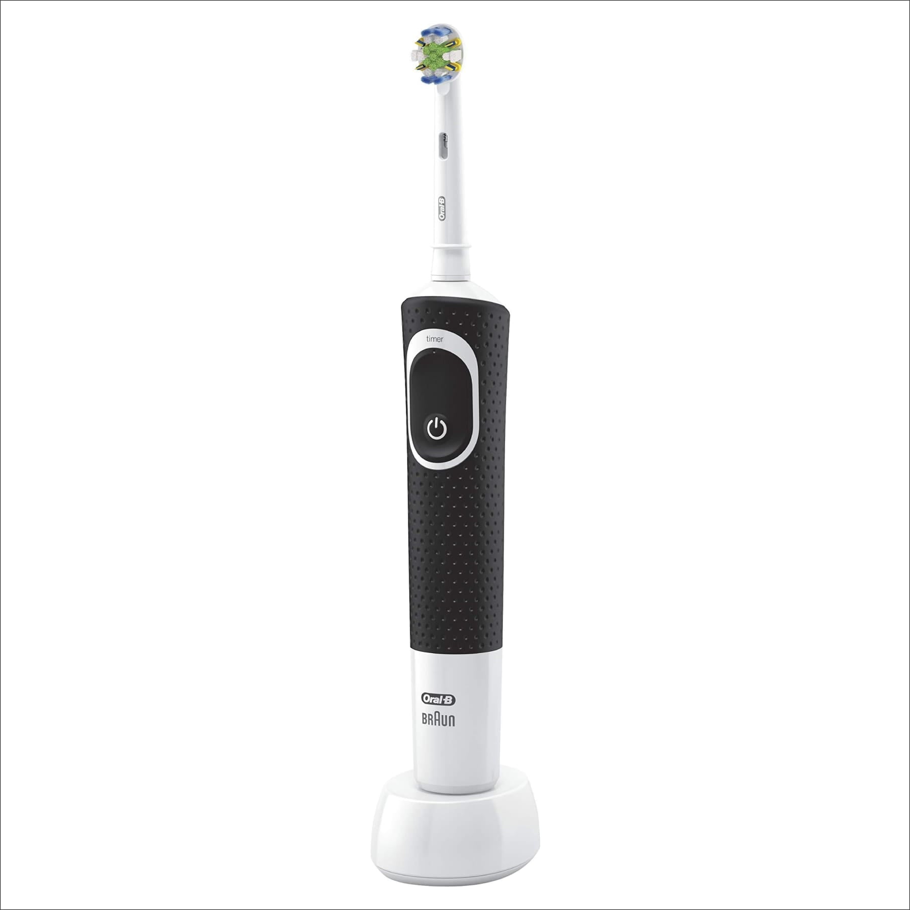Electric Toothbrush with 1 Replacement Brush Head, Vitality Flossaction, Black