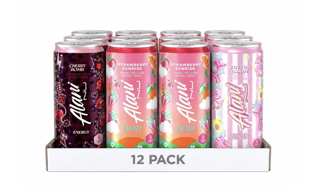 Energy Drink Variety Pack Cotton Candy Cherry Bomb Strawberry Sunrise Flavors 12 Count