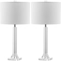 27" Modern Crystal Table Lamp 2-Pack with Linen Shade for Bedroom Living Room Home Office Desk Nightstand with LED Bulb Suitable for Living Room, Dormitory, Office,