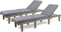 Outdoor rosewood recliner (set of two), gray surface / dark gray seat cushion