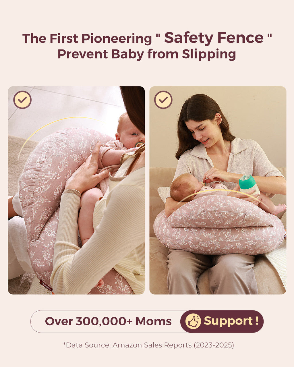 Multifunctional and Adjustable Nursing Pillow - Light Pink