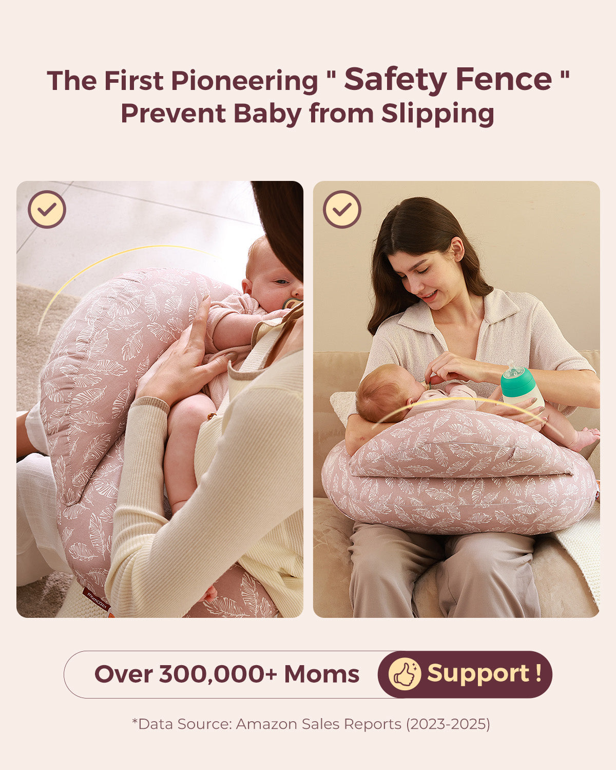 Multifunctional and Adjustable Nursing Pillow - Light Pink