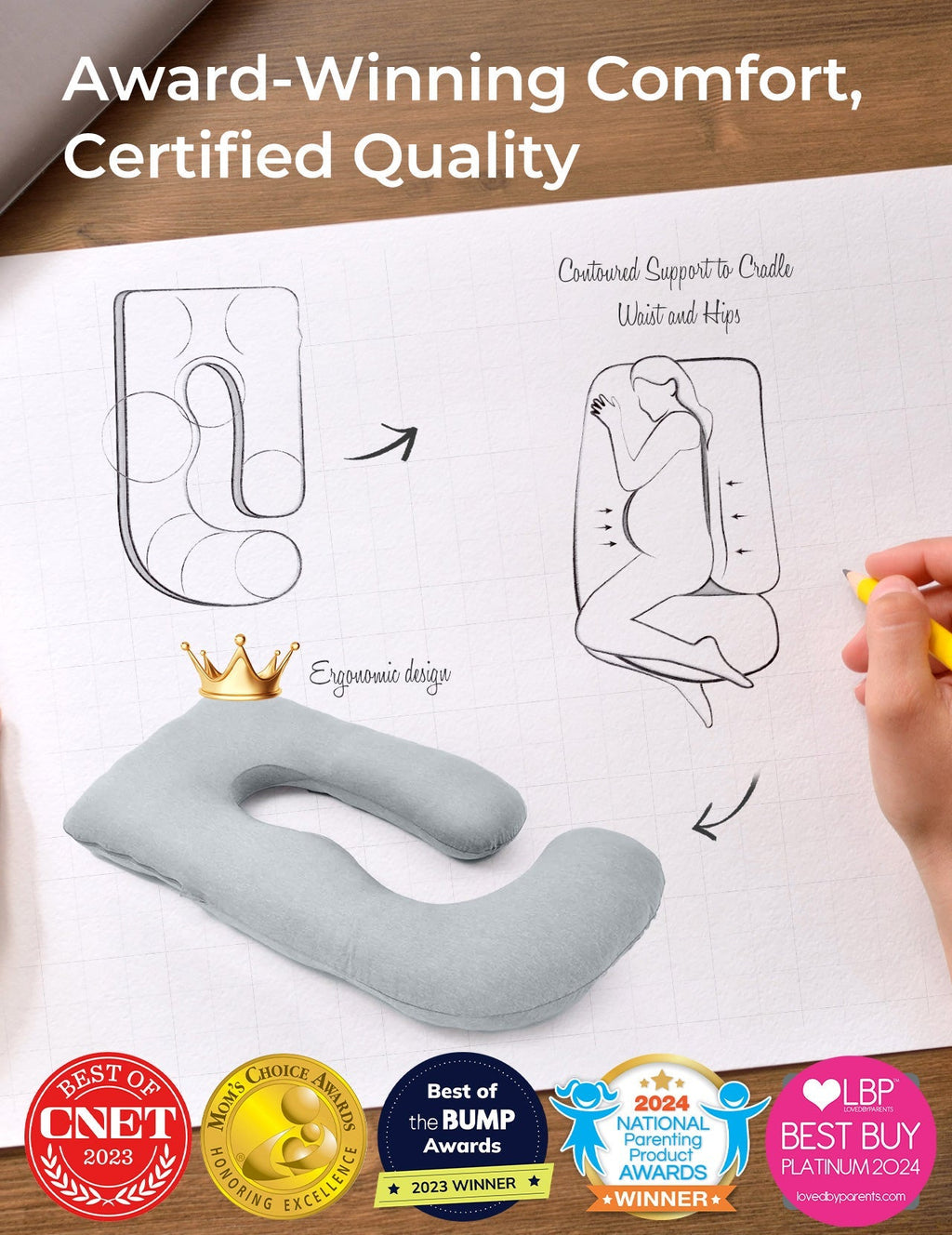 U Shaped Cooling Fabric Pregnancy Pillow