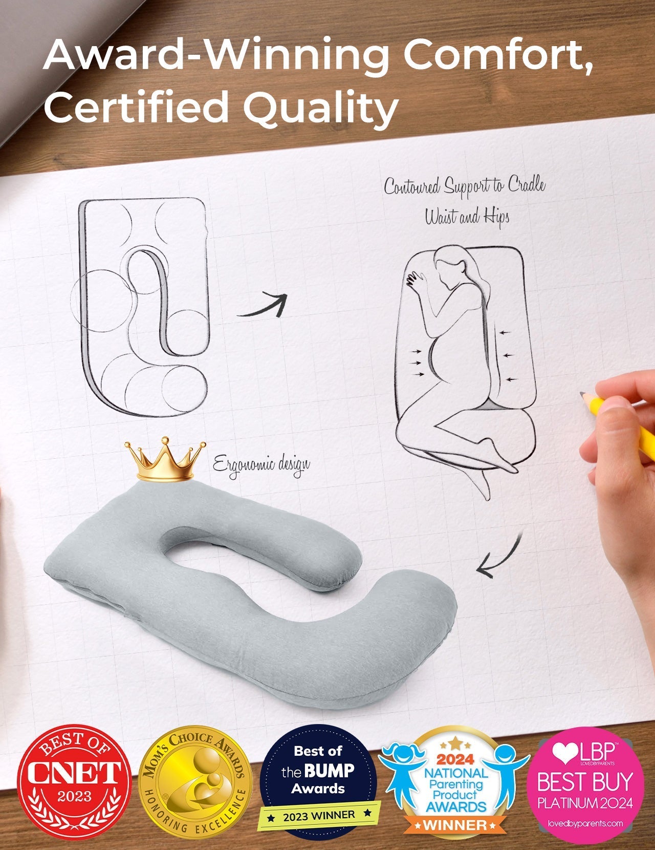 U Shaped Cooling Fabric Pregnancy Pillow