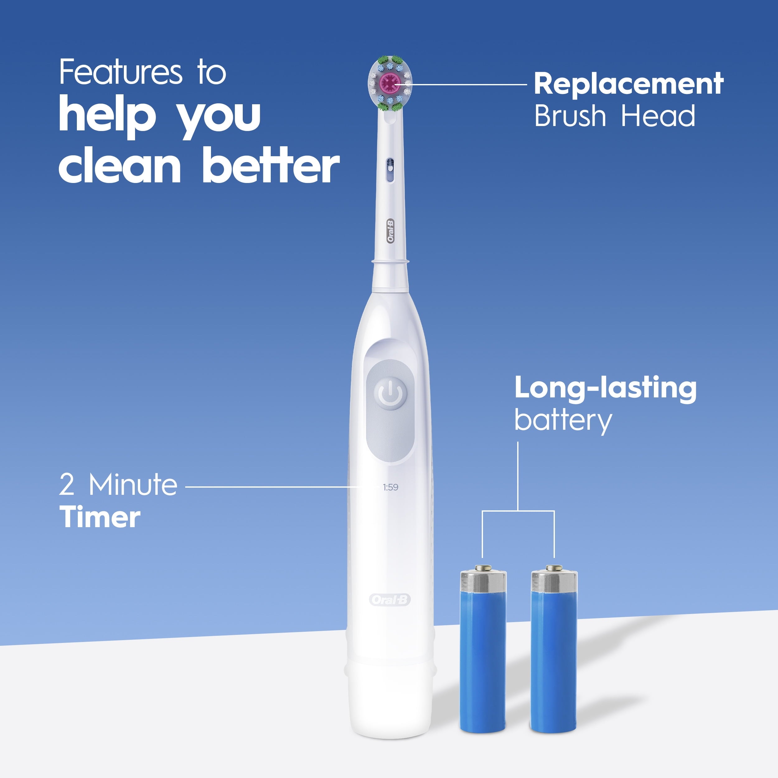 Pro 100 3D White, Battery Toothbrush, White