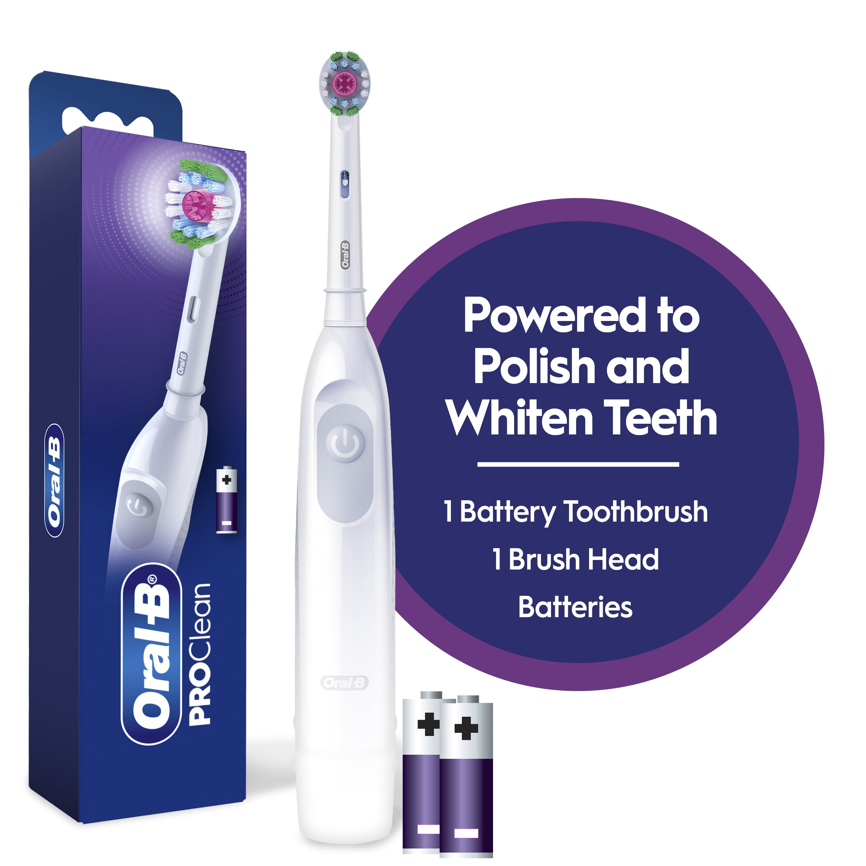 Pro 100 3D White, Battery Toothbrush, White