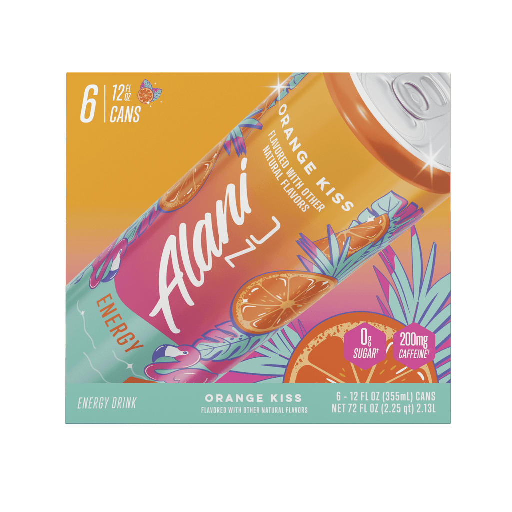 Sugar Free Energy Drink, Orange Kiss, 12 fl oz, 6 Pack, Cans, 200mg Caffeine - pack of 2