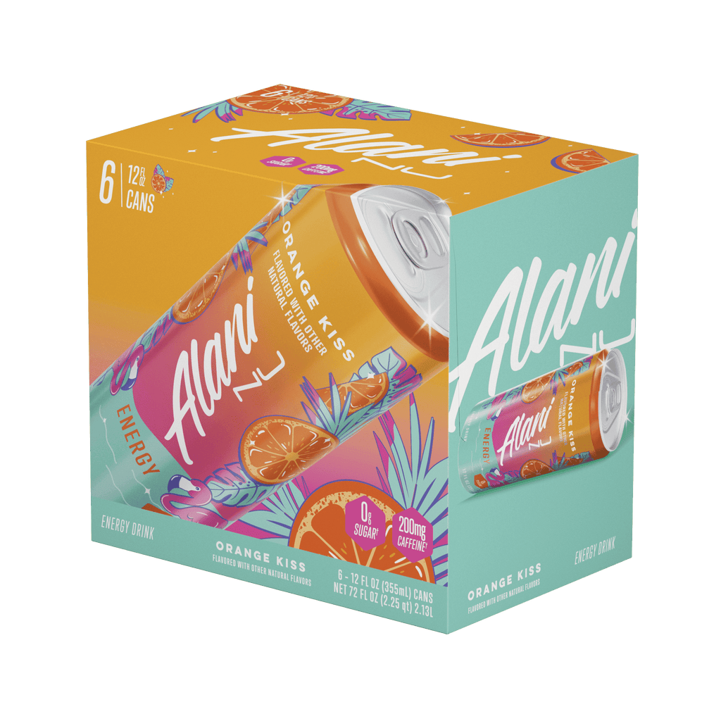 Sugar Free Energy Drink, Orange Kiss, 12 fl oz, 6 Pack, Cans, 200mg Caffeine - pack of 2
