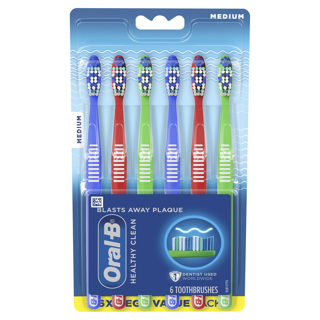 Healthy Clean and Gentle Toothbrush, Medium, 6 ct
