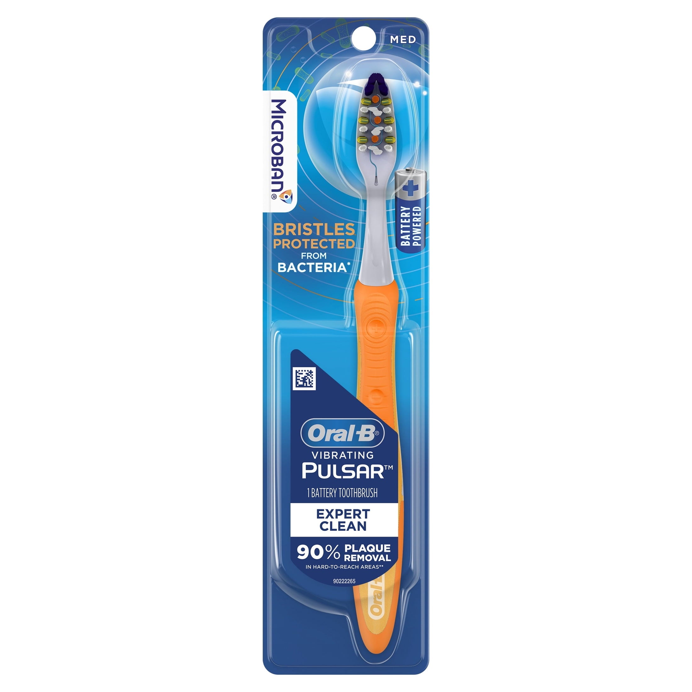 Toothbrush, Vibrating Pulsar Battery Toothbrush, Medium, 1 Count, Adults and Children 3+