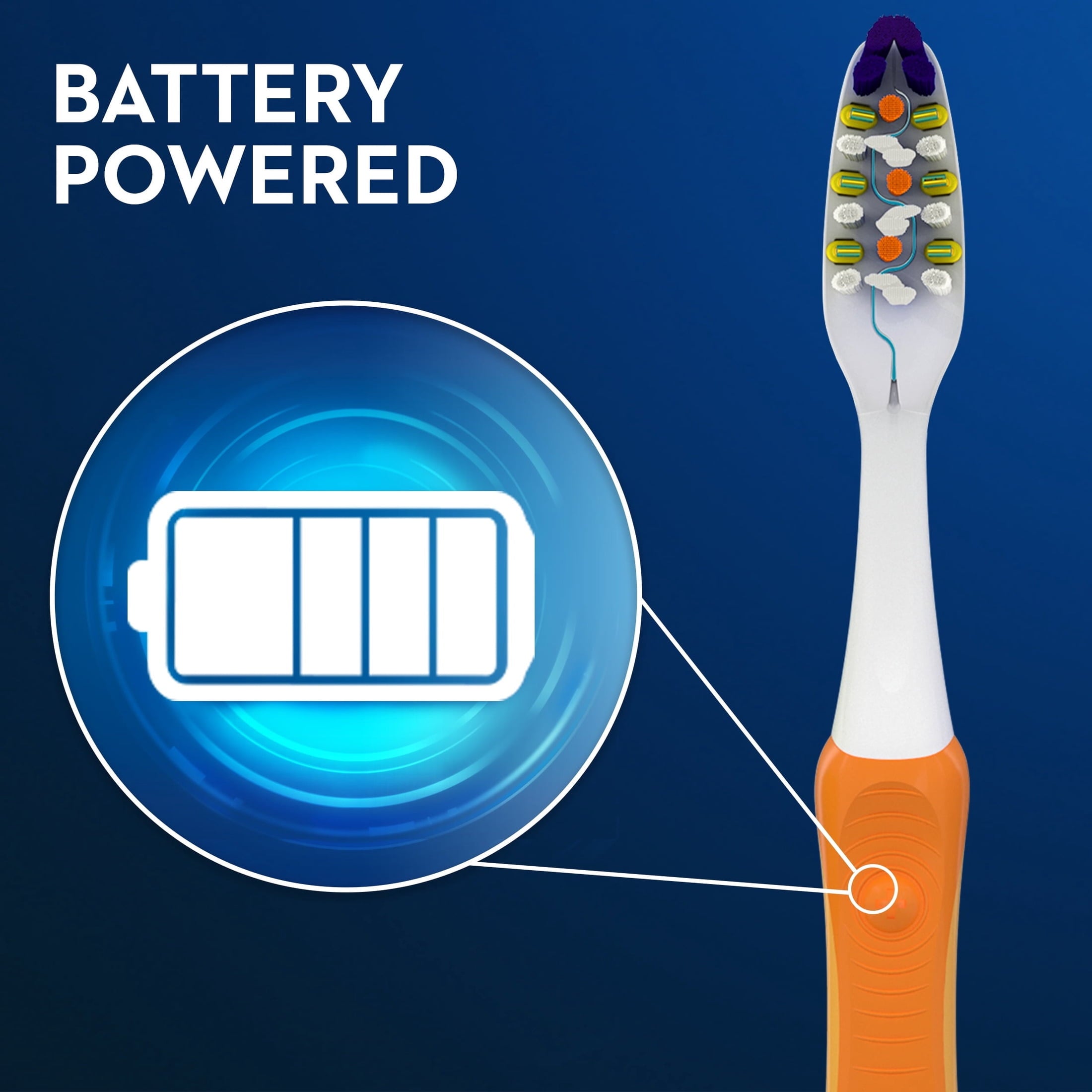 Toothbrush, Vibrating Pulsar Battery Toothbrush, Medium, 1 Count, Adults and Children 3+