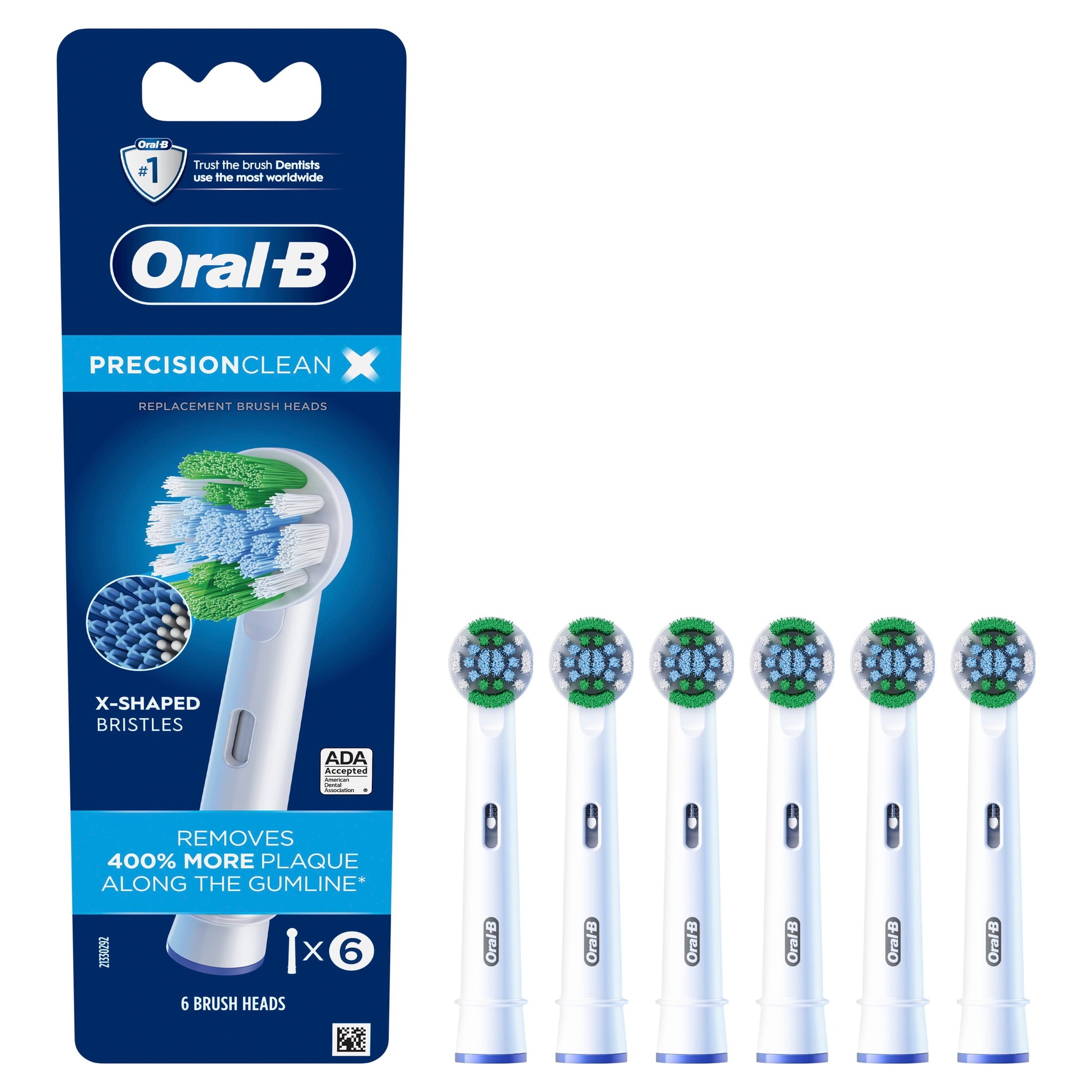 Toothbrush Heads, PrecisionCleanX X-Filament Replacement Brush Heads, 6 Count