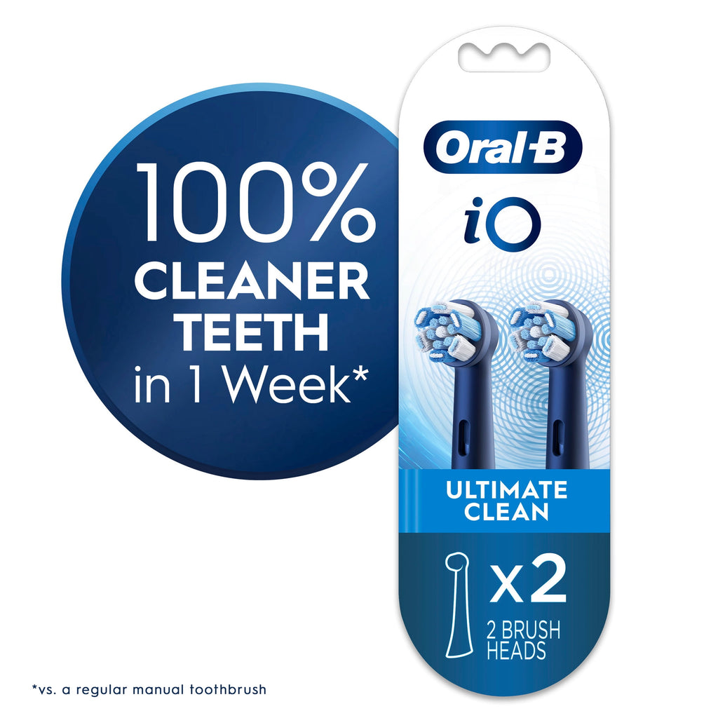 ‑B Toothbrush Heads, iO Ultimate Clean Electric Toothbrush Replacement Heads, Black, 2 Count
