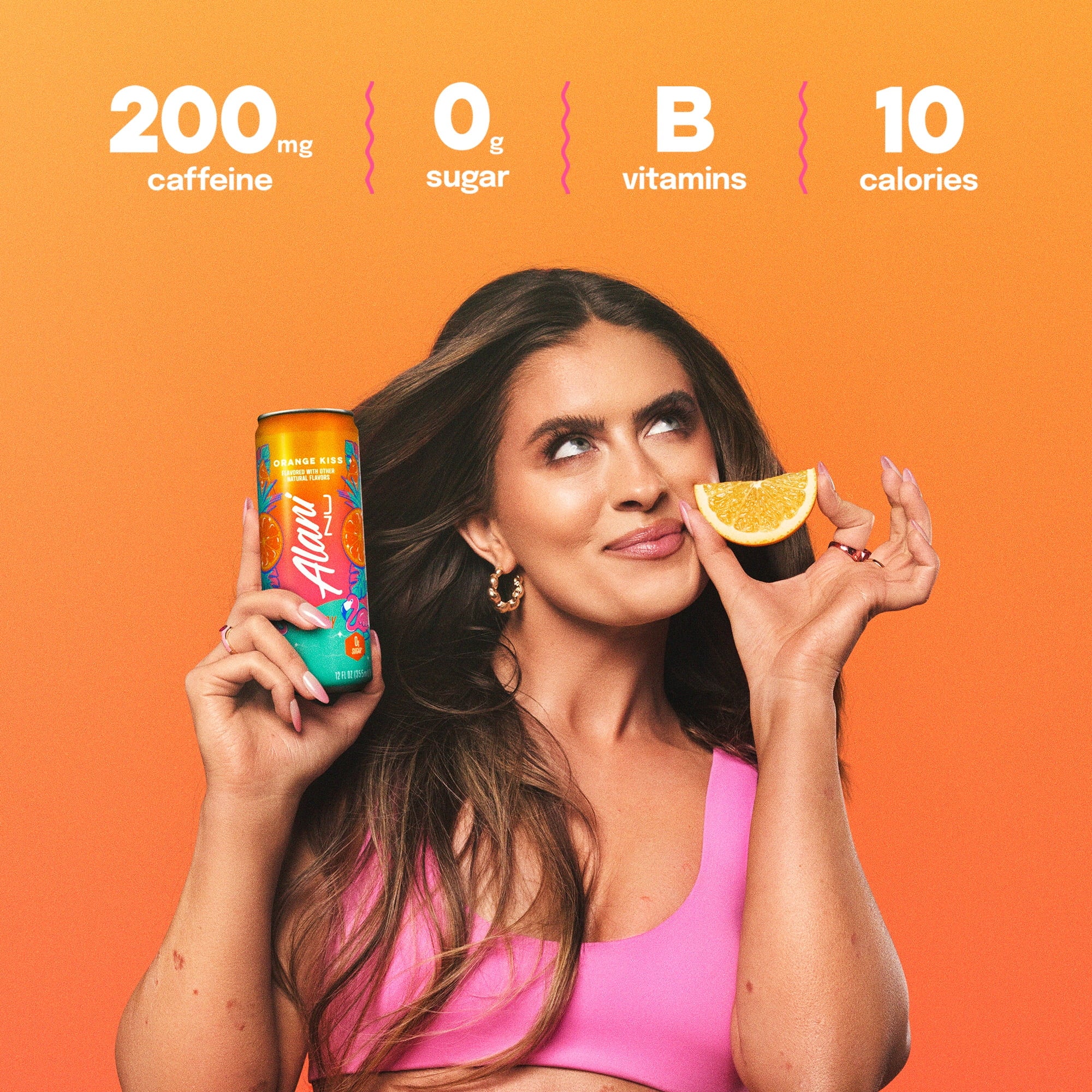 Sugar Free Energy Drink, Orange Kiss, 12 fl oz, 12 Pack, Cans, 200mg Caffeine