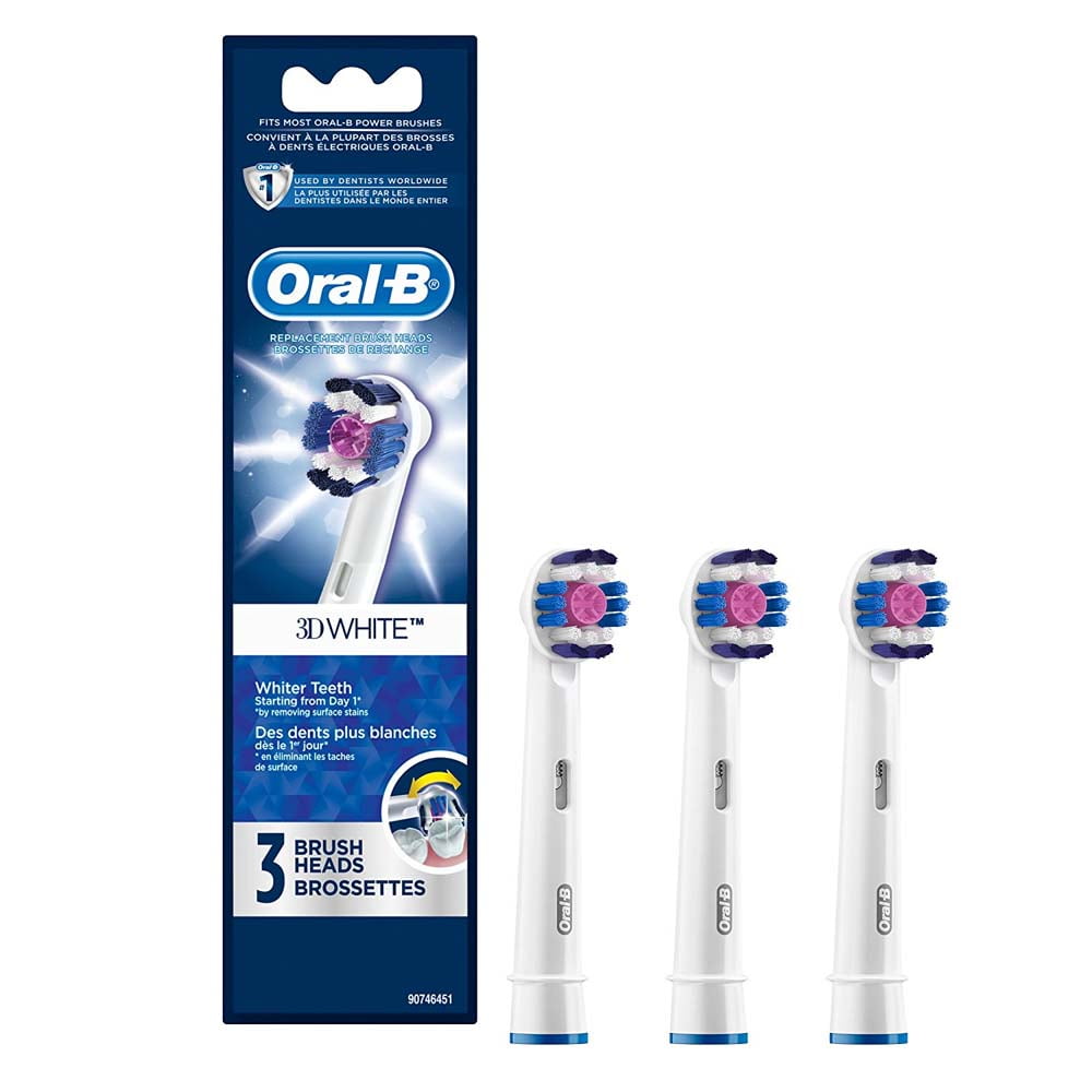 3D White Electric Toothbrush Replacement Brush Heads Refill, 3 Count