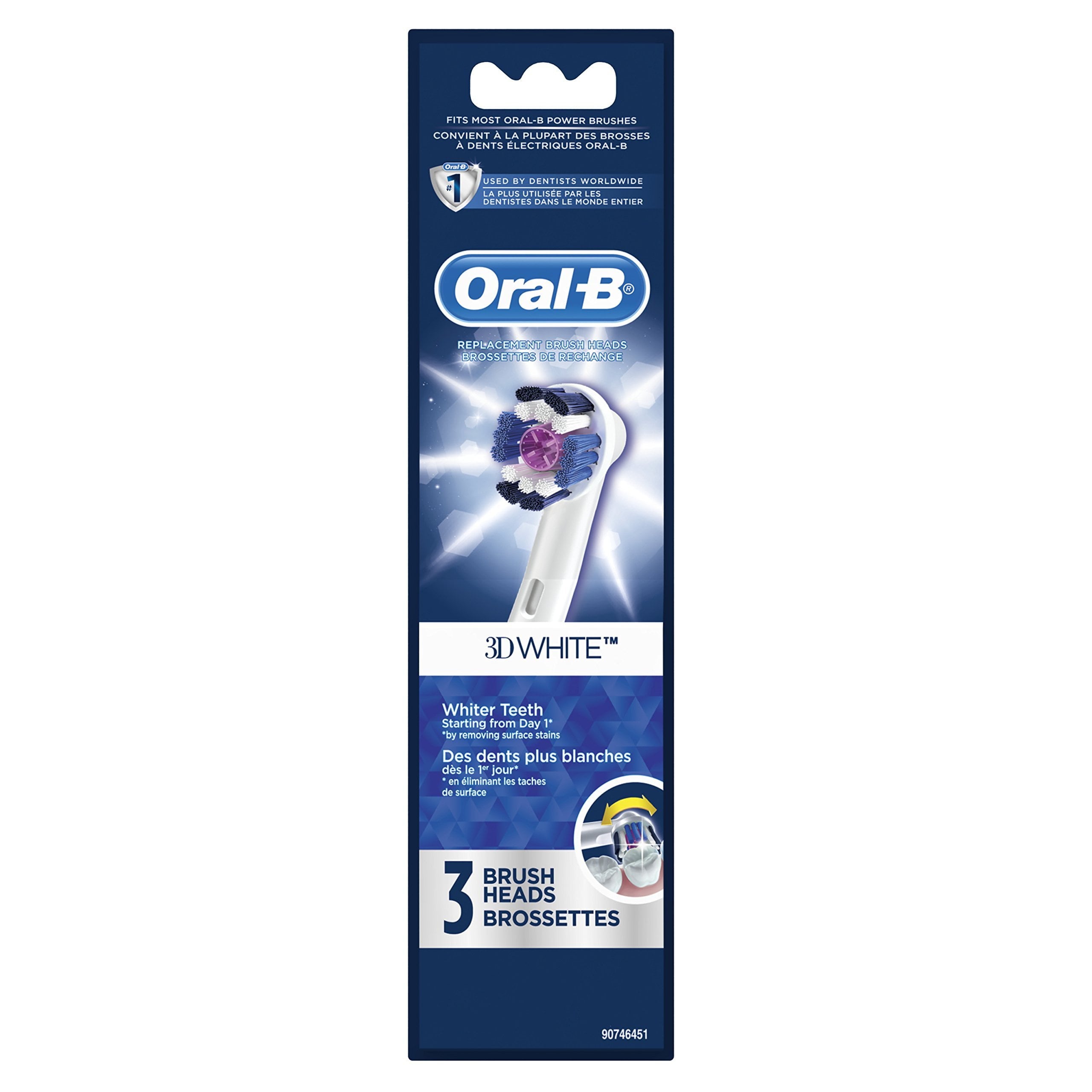 3D White Electric Toothbrush Replacement Brush Heads Refill, 3 Count