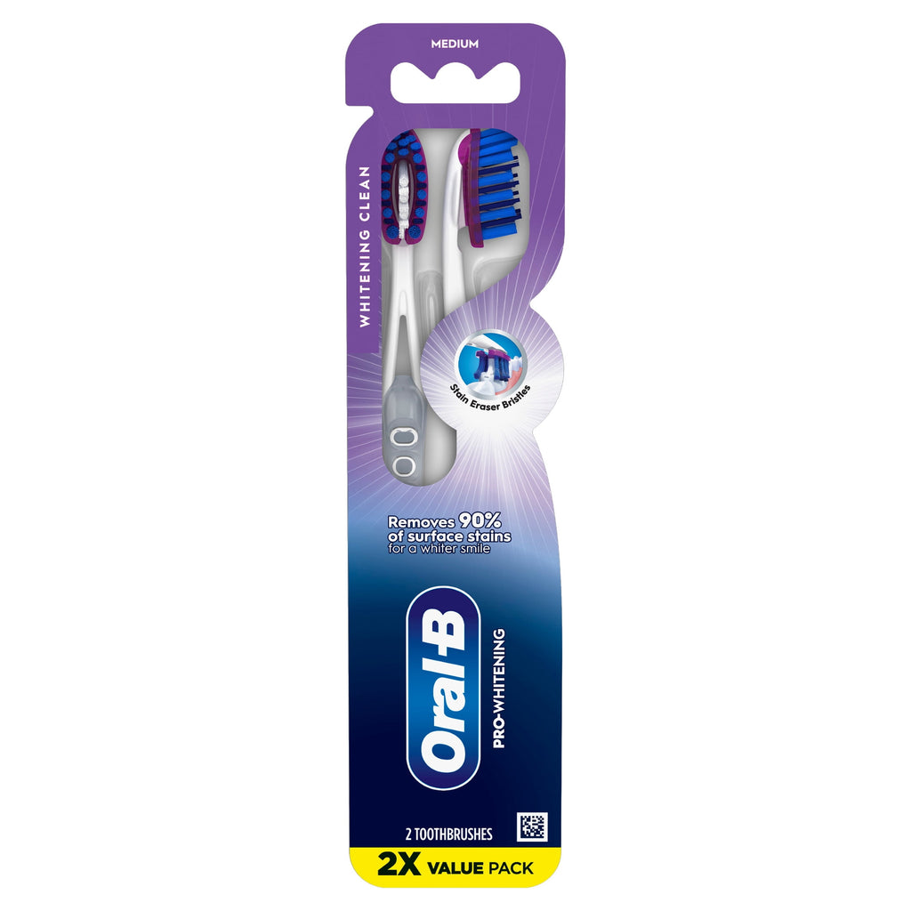 Toothbrush Pack, Pro Whitening Manual Toothbrush, Medium Bristles, 2 Count