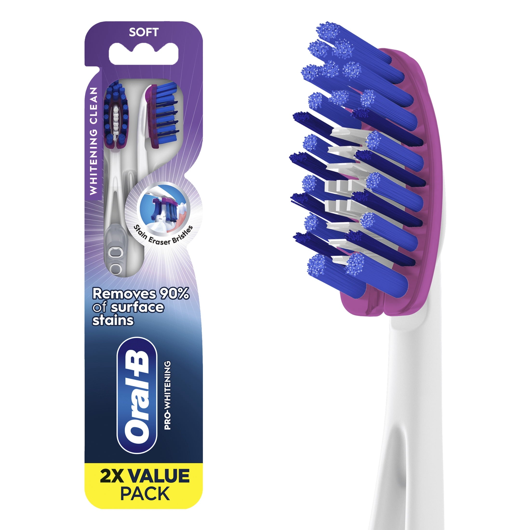 Toothbrush Pack, Pro Whitening Manual Toothbrush, Medium Bristles, 2 Count