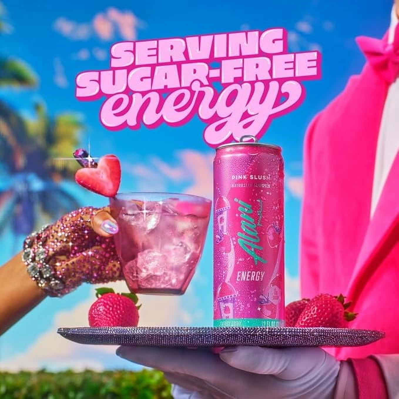 New  Energy Drink, Pink Slush Flavor, Sugar-Free, 12 fl oz Low-Calorie Energy Boost (Pack of 6)