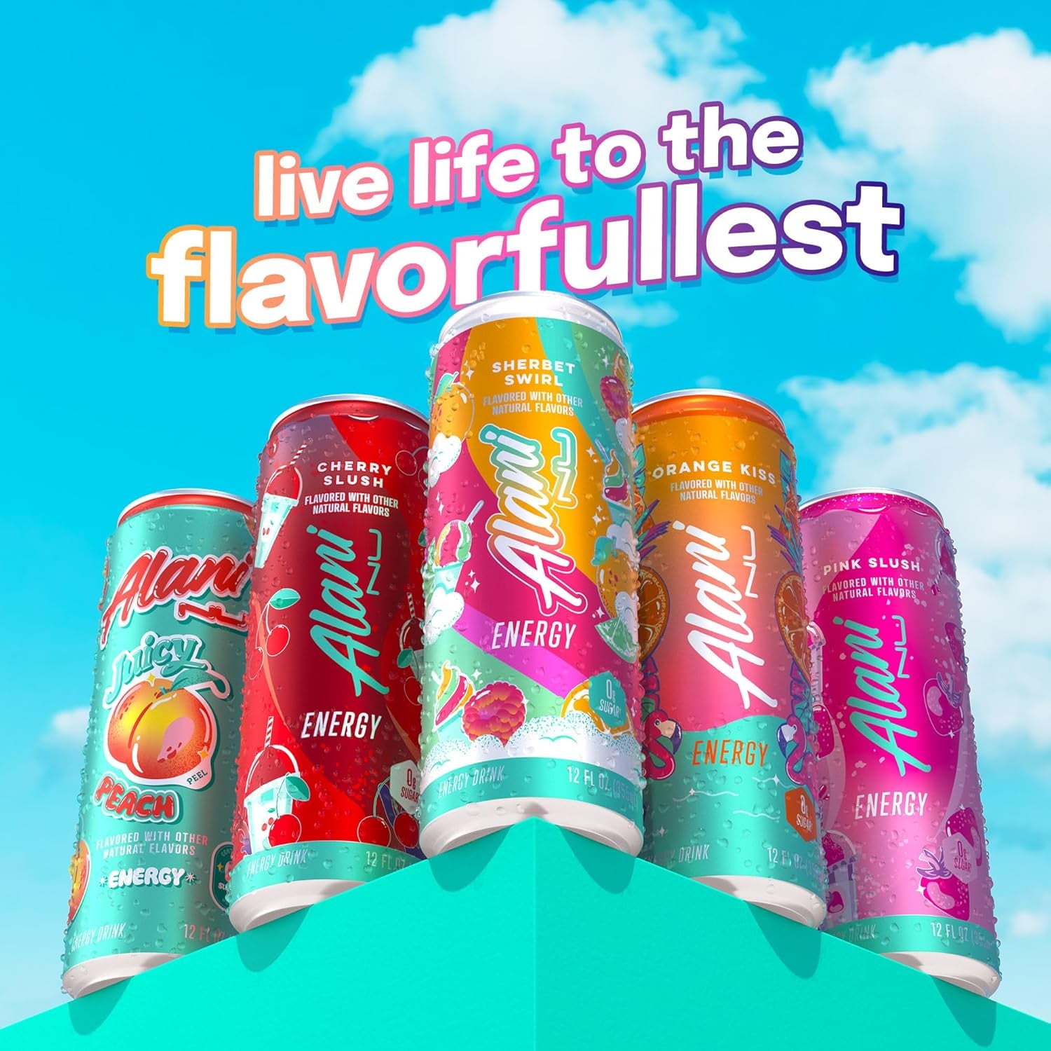 New  Energy Drinks Sherbet Swirl, Cherry Slush Flavors Variety Pack, Biotin B Vitamins, Sugar-Free, Low-Calorie, 200mg Caffeine, Energy Boost Drink 12 fl oz (Pack of 6)