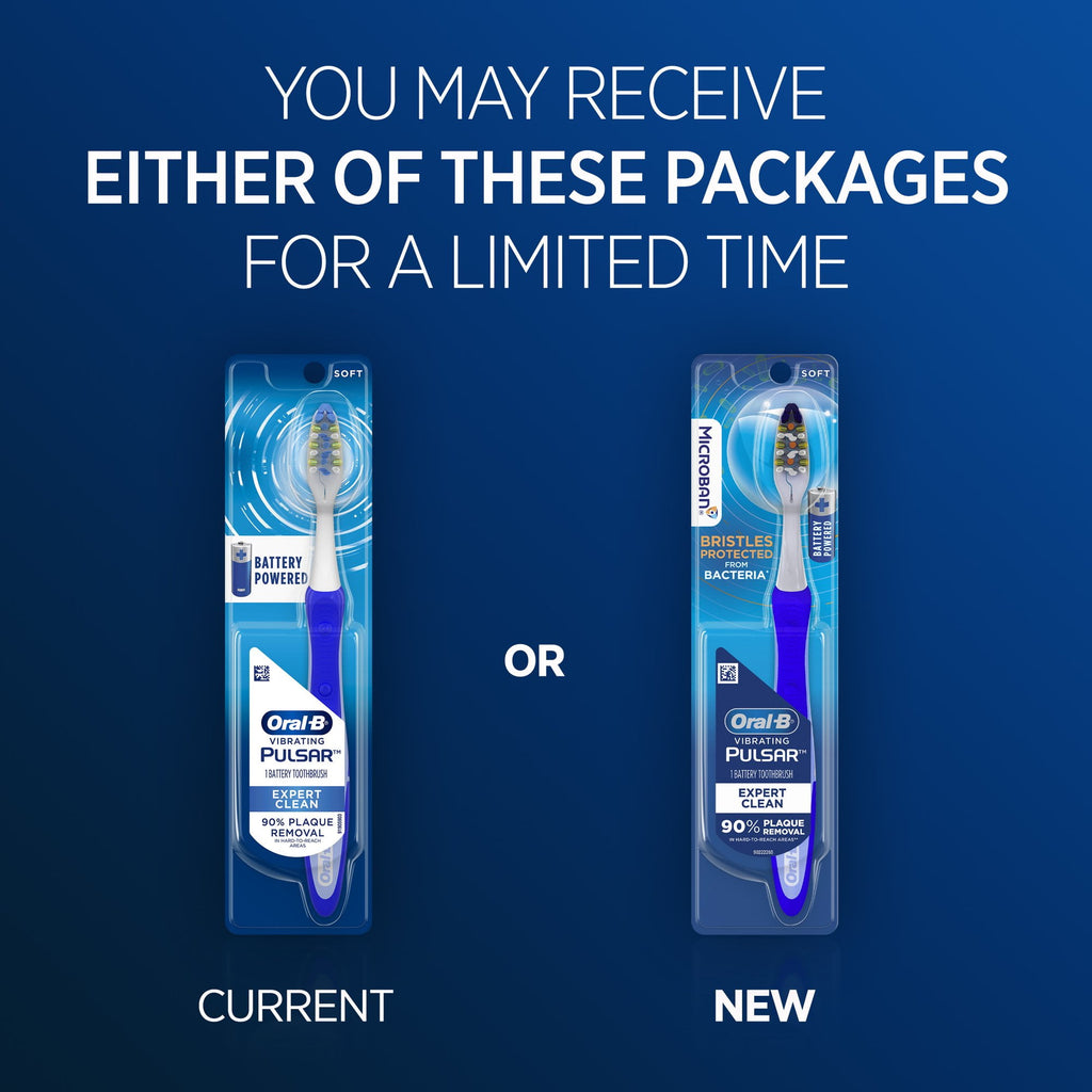 Vibrating Pulsar Expert Clean Battery Toothbrush w/ Microban, 1 ct, 3 Pack
