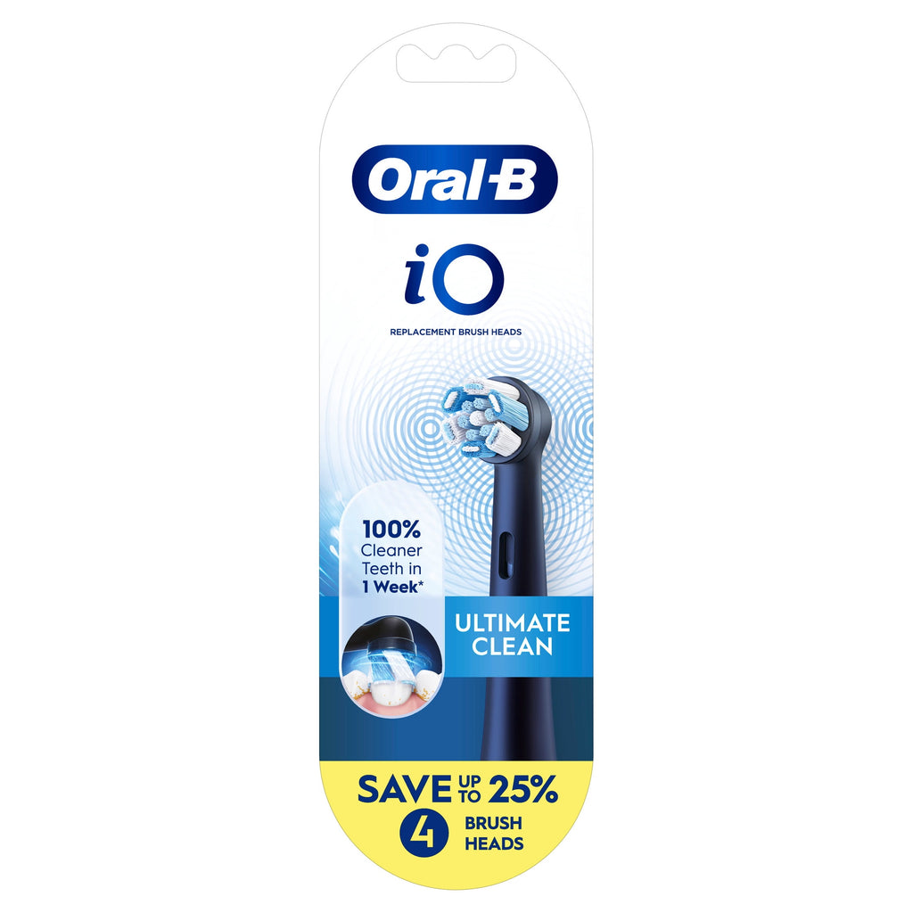 iO Toothbrush Heads, Ultimate Clean Replacement Brush Heads, Black, 4 count
