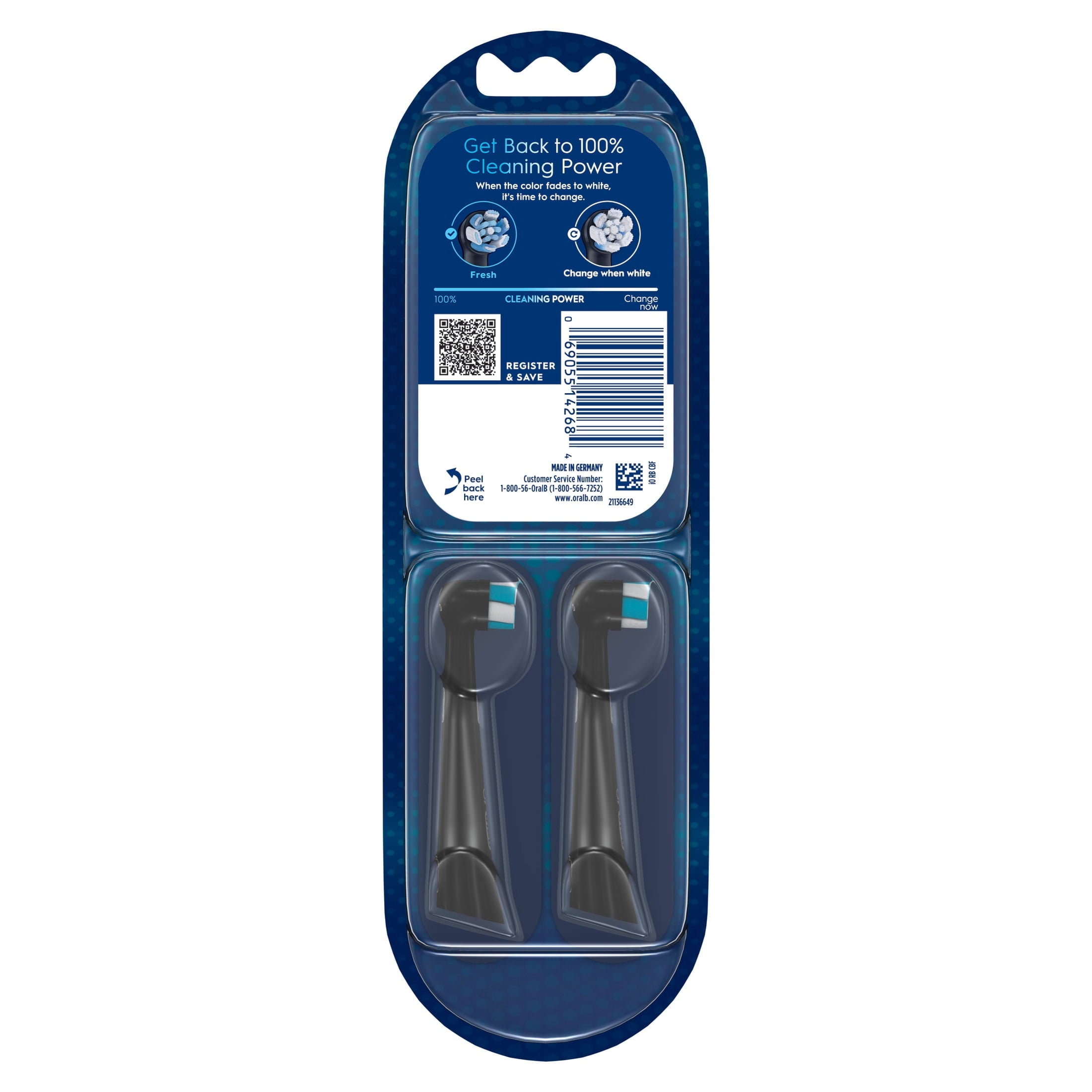 iO Toothbrush Heads, Ultimate Clean Replacement Brush Heads, Black, 4 count