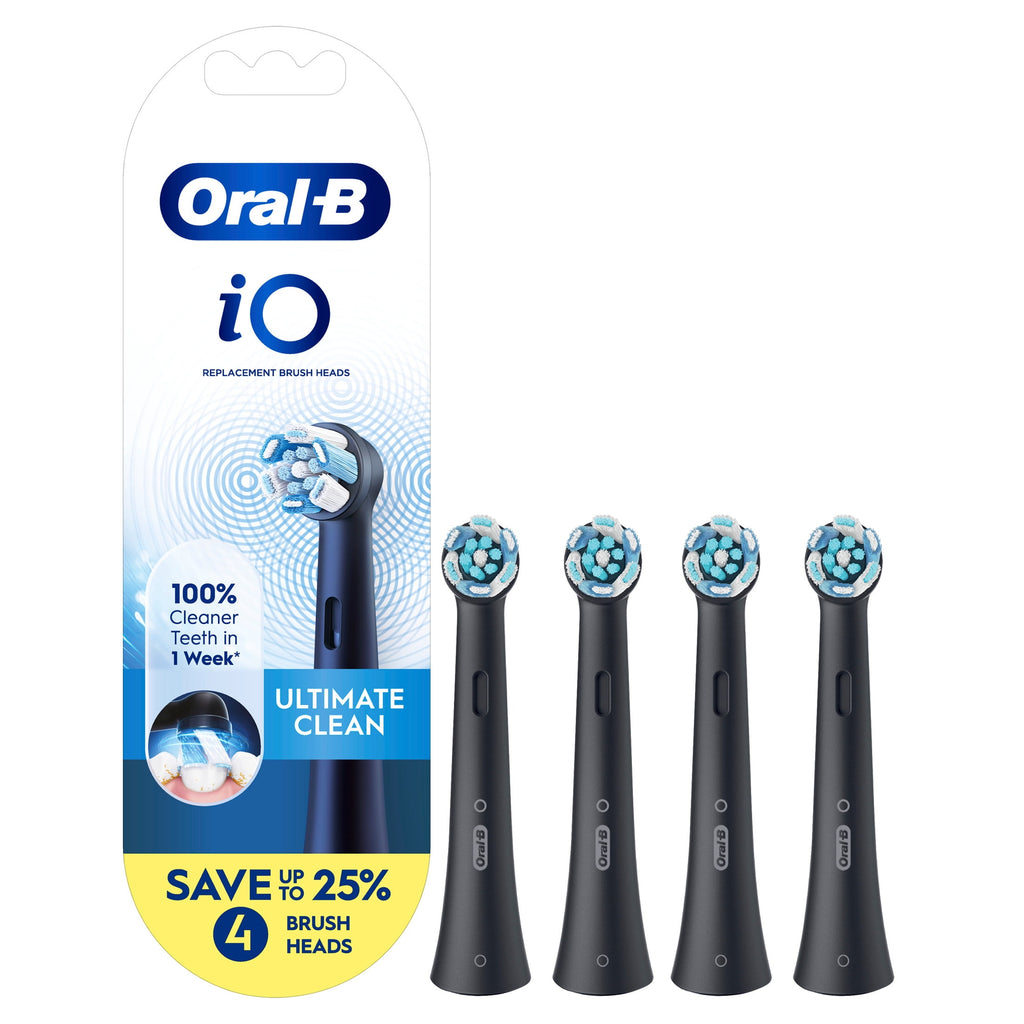 iO Toothbrush Heads, Ultimate Clean Replacement Brush Heads, Black, 4 count