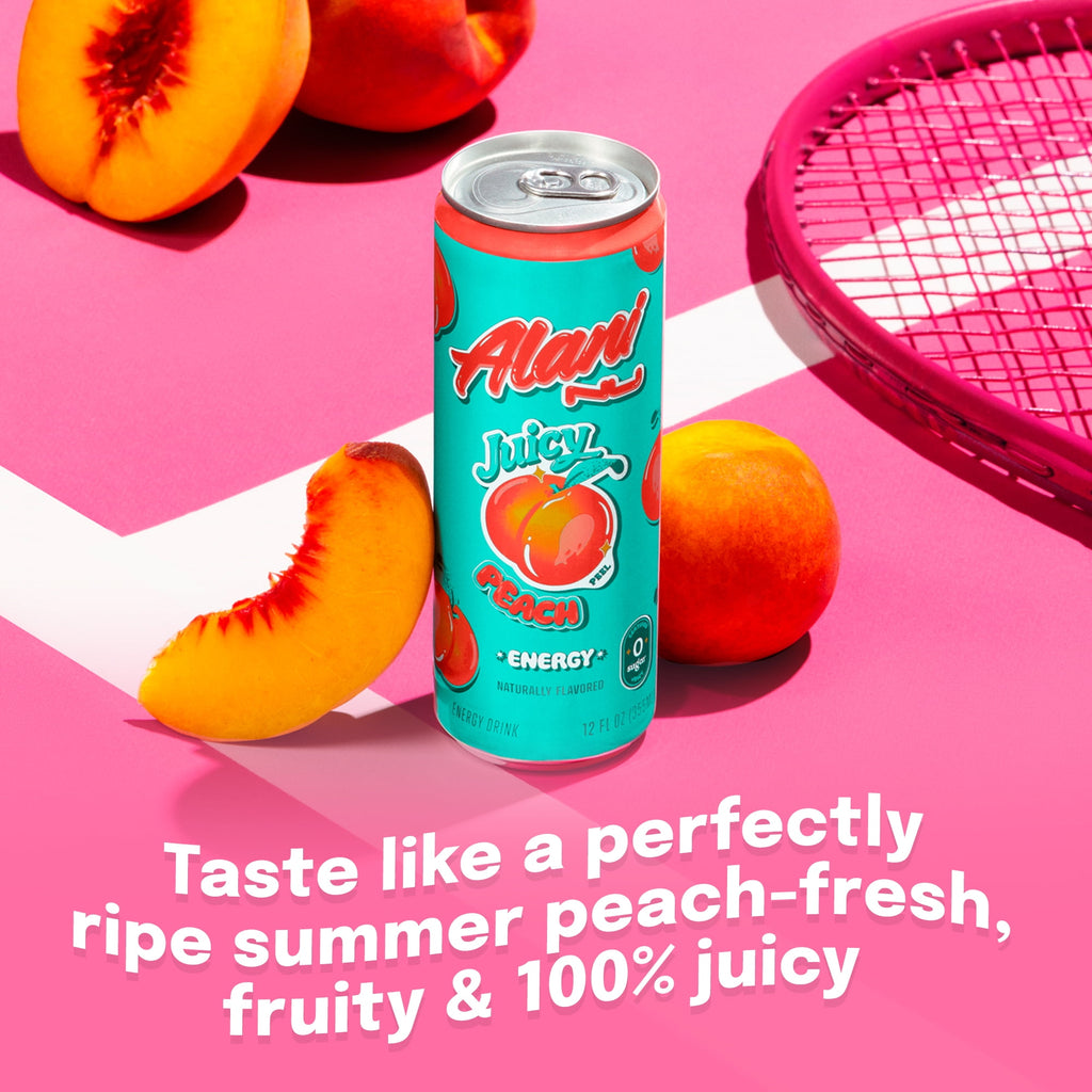 Sugar Free Energy Drink, Juicy Peach, 12 fl oz, 24 Pack, Cans, 200mg Caffeine