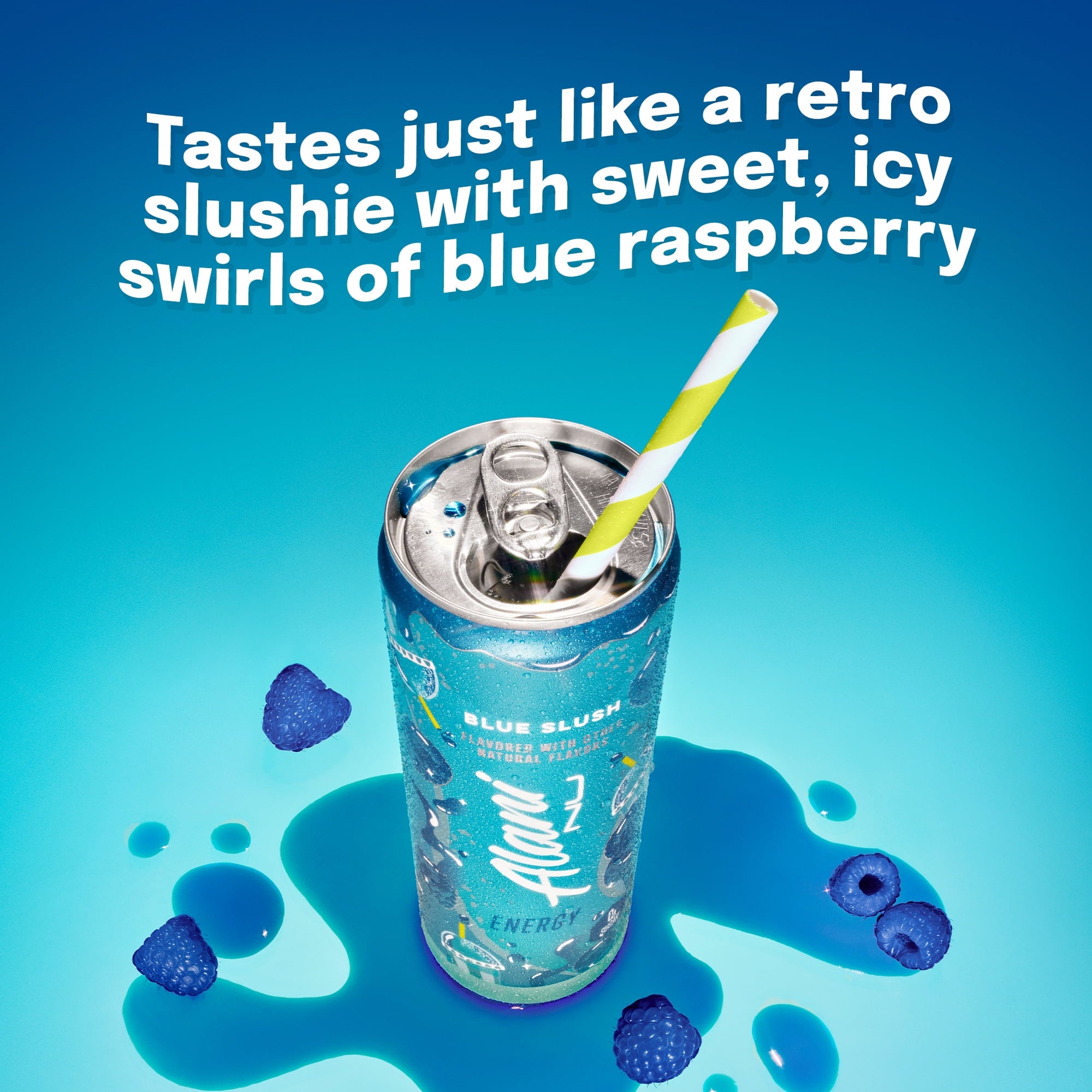 Sugar Free Energy Drink, Blue Slush, 12 fl oz, 24 Pack, Cans, 200mg Caffeine