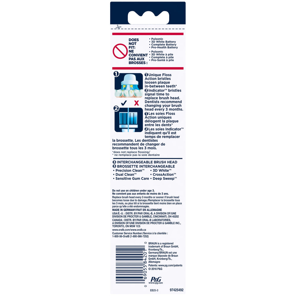 Floss Action Replacement Brush Heads 3 ct Carded Pack