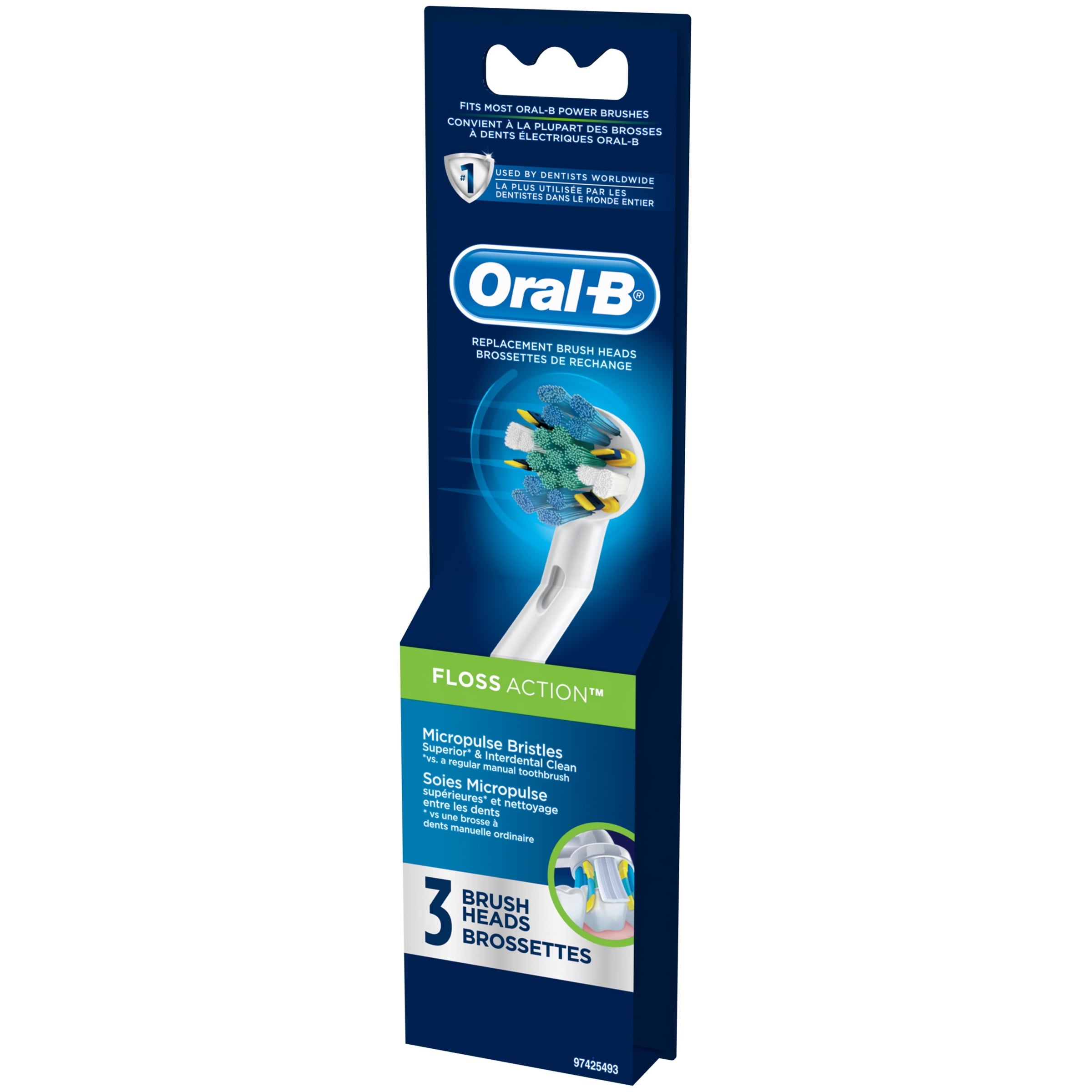 Floss Action Replacement Brush Heads 3 ct Carded Pack