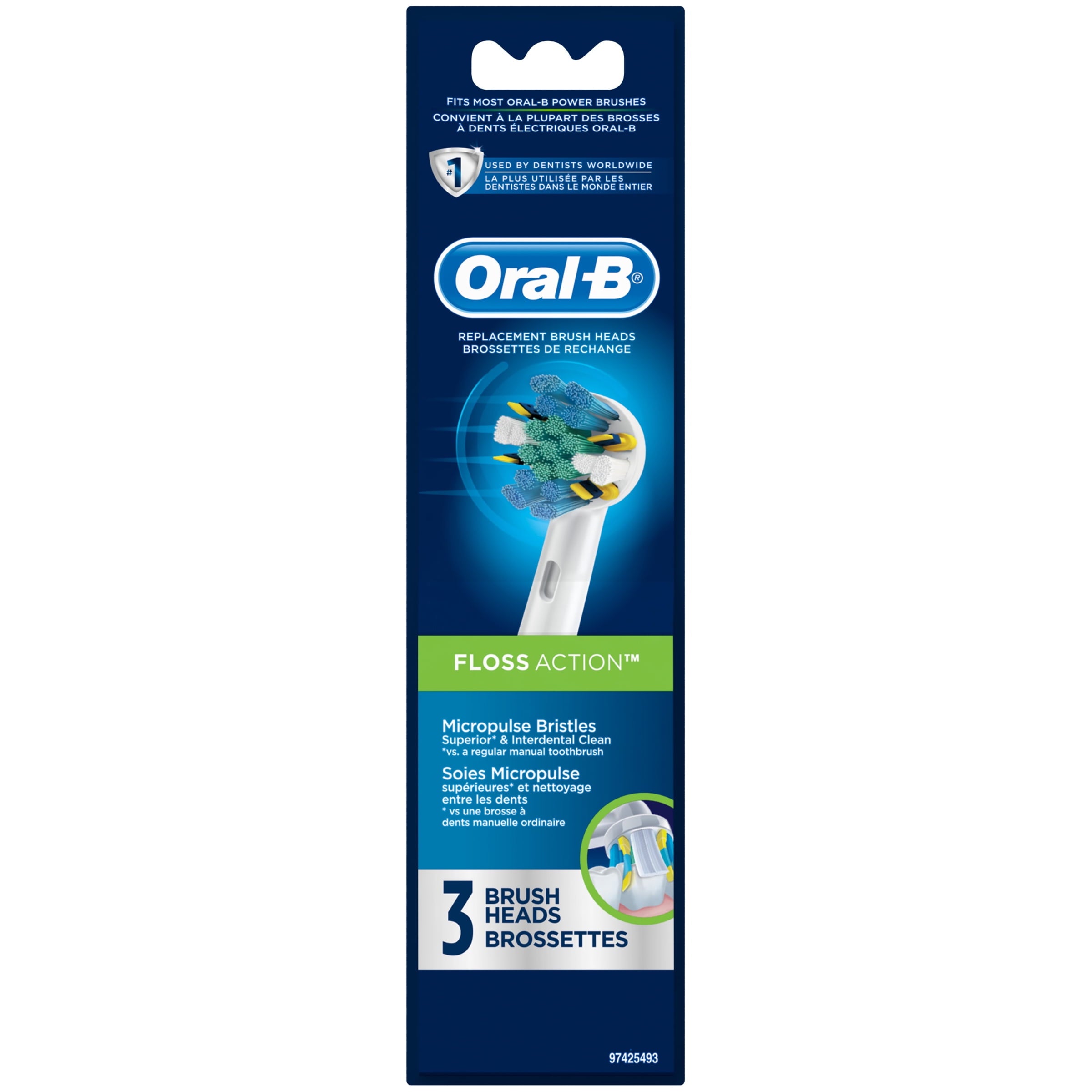 Floss Action Replacement Brush Heads 3 ct Carded Pack