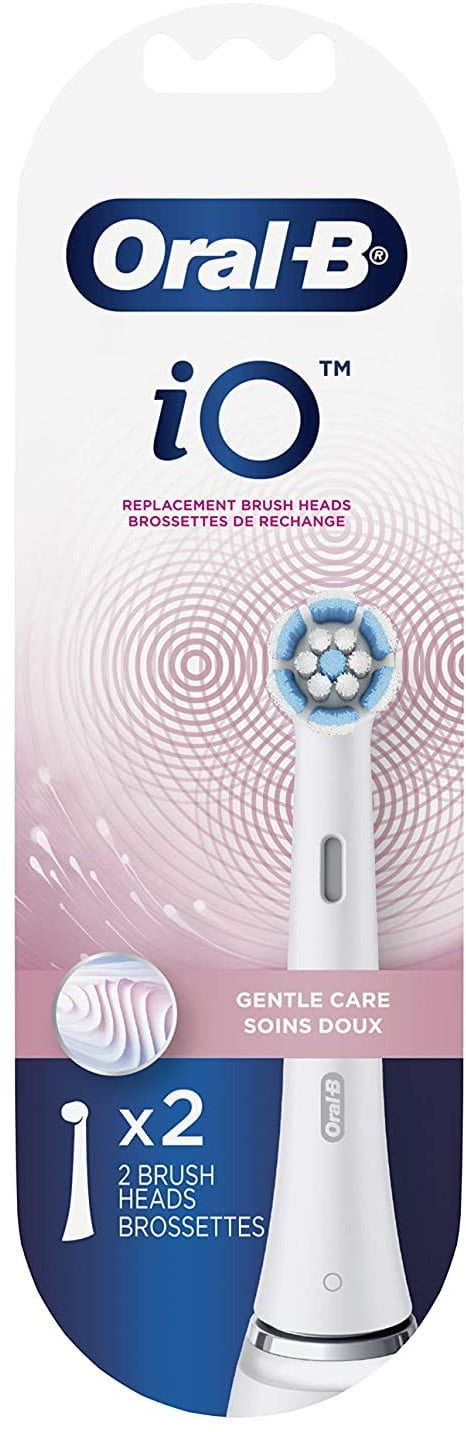 iO Gentle Care Replacement Brush Heads, White, 2 Count, Adults and Children 3+