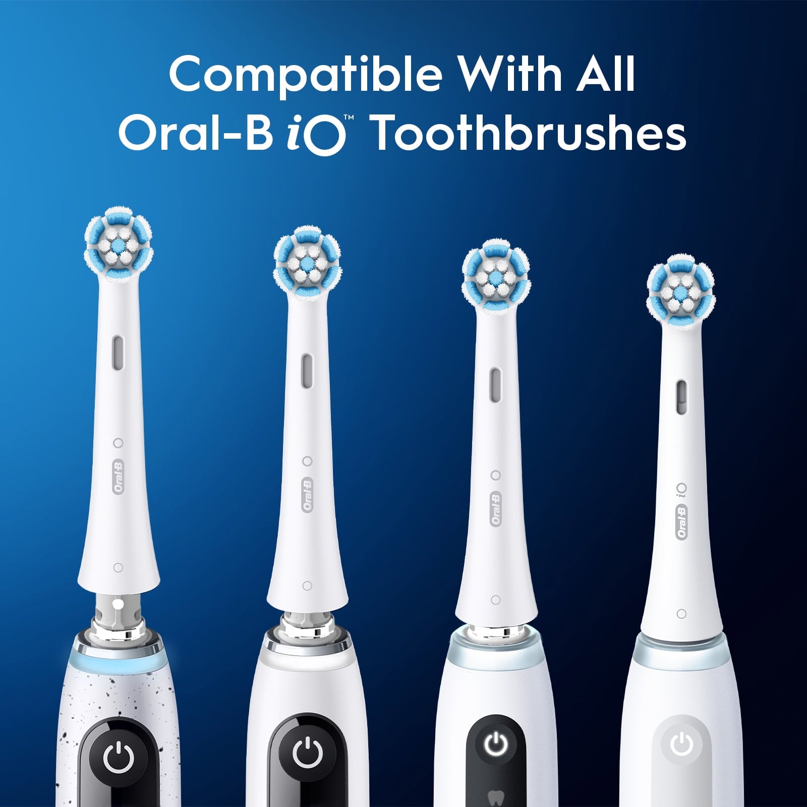 iO Gentle Care Replacement Brush Heads, White, 2 Count, Adults and Children 3+