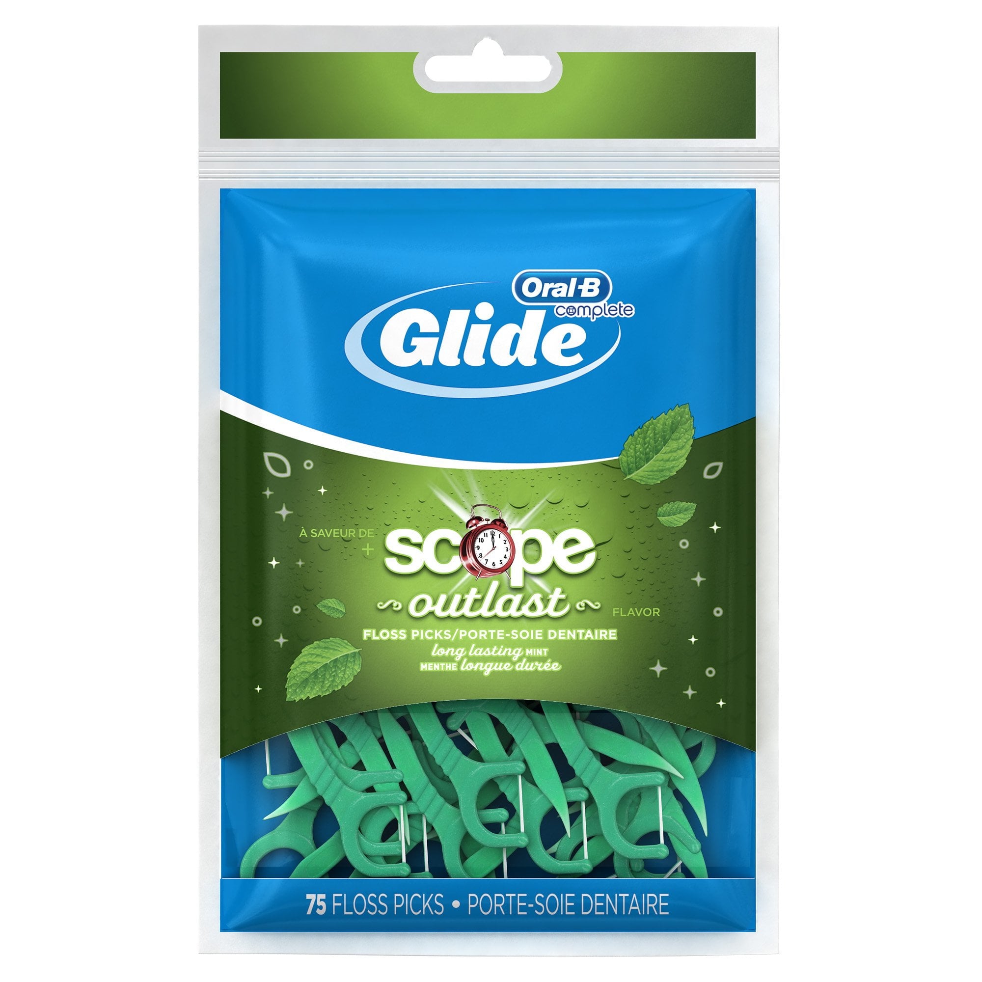 Glide Floss Picks Plusx 40Mm Outlast - Long Lasting Mint - 75 Ct Packaging May Vary