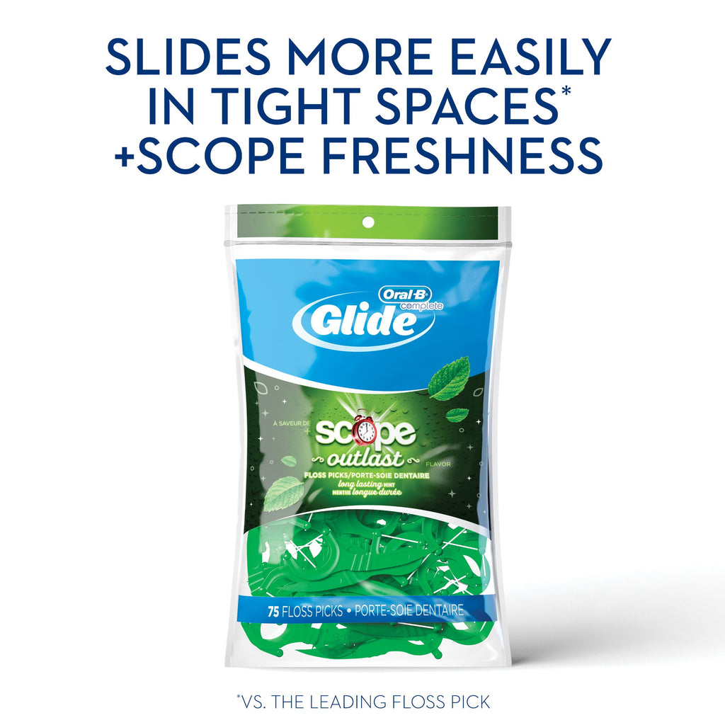 Glide Floss Picks Plusx 40Mm Outlast - Long Lasting Mint - 75 Ct Packaging May Vary