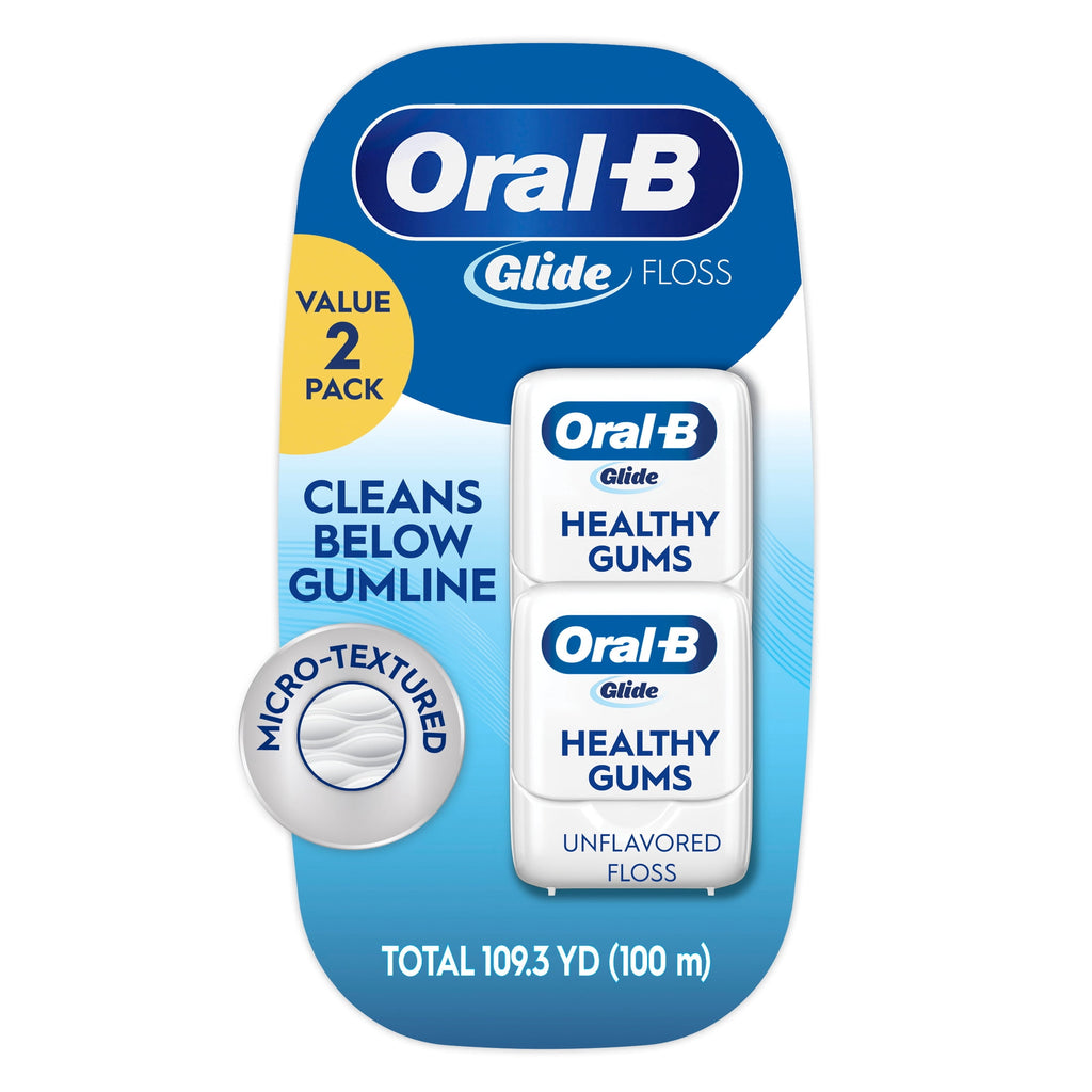 Glide Healthy Gums Unflavored Dental Floss, Value 2 Pack (50m Each)