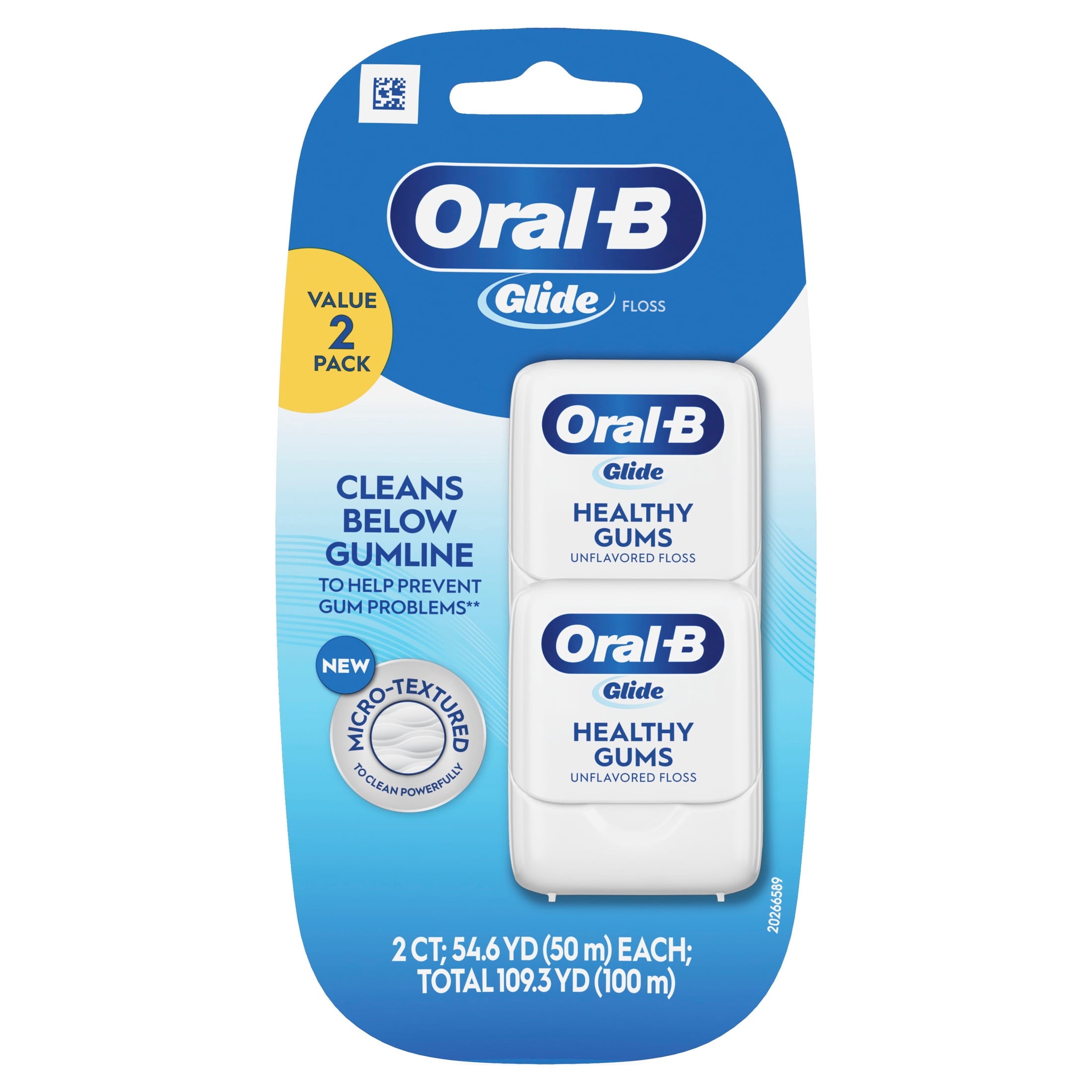 Glide Healthy Gums Unflavored Dental Floss, Value 2 Pack (50m Each)