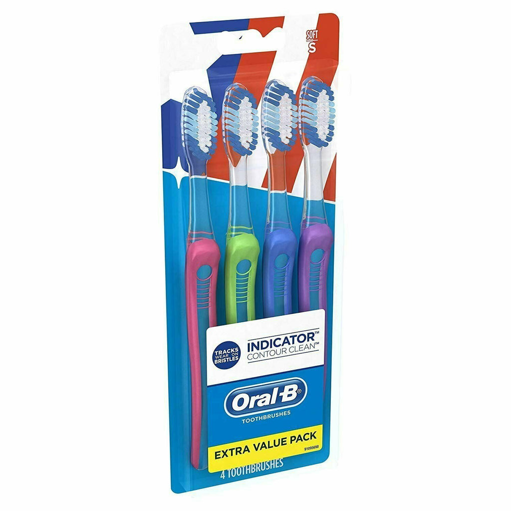 40 Soft Bristles Indicator Contour Clean Toothbrush, 4 Count Pack of 3