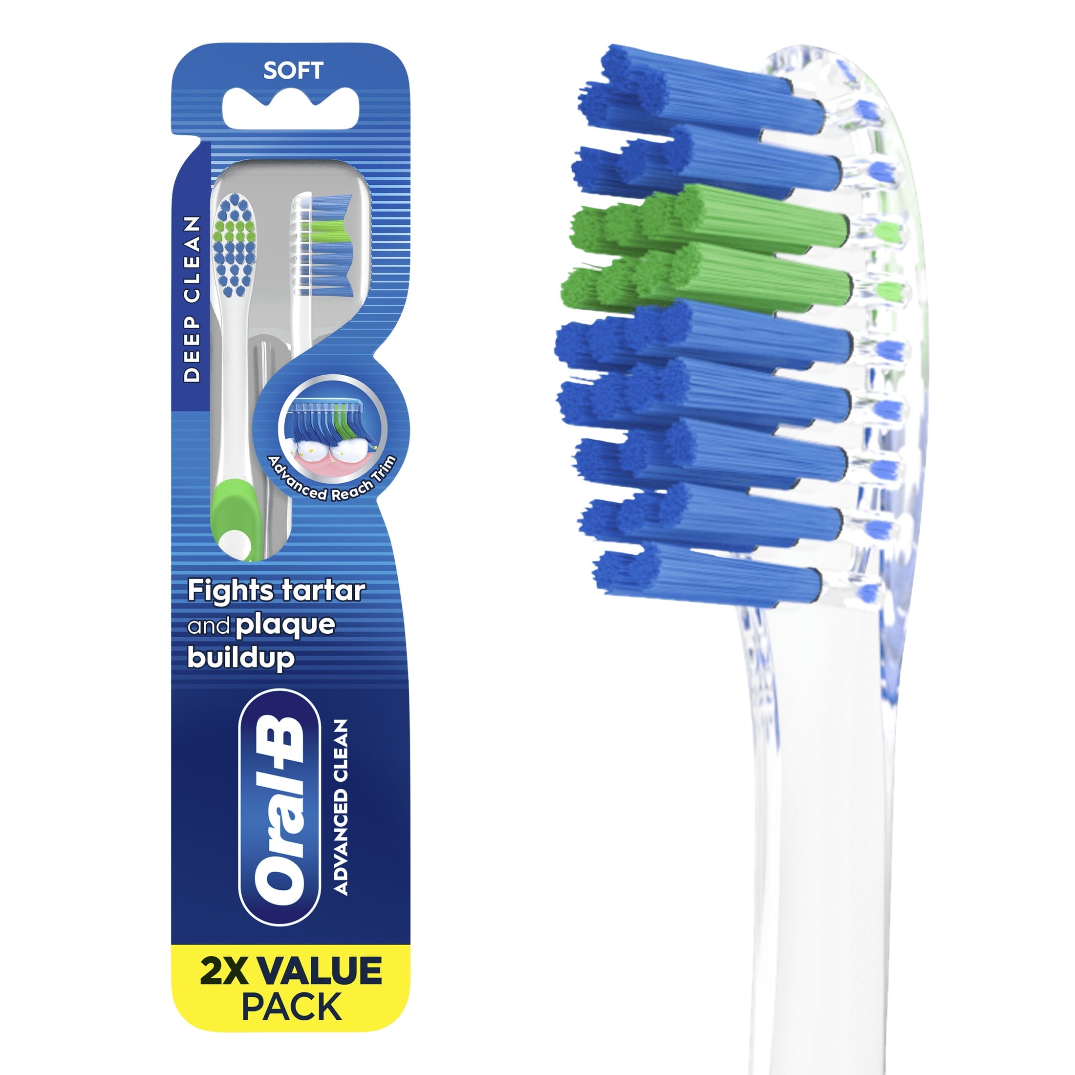 Toothbrush Advanced Clean, Color Changing Bristles, Soft, 2 Count