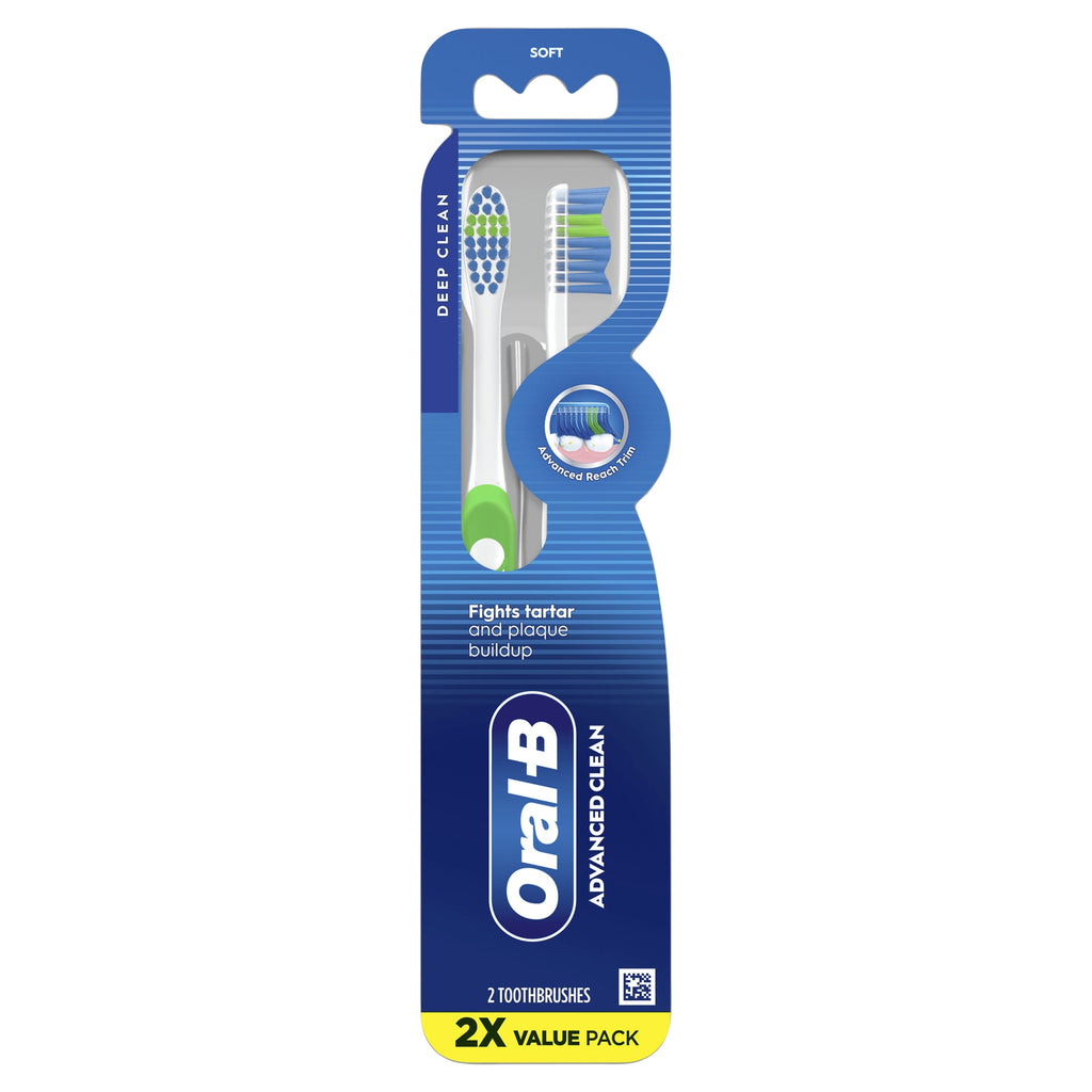 Toothbrush Advanced Clean, Color Changing Bristles, Soft, 2 Count