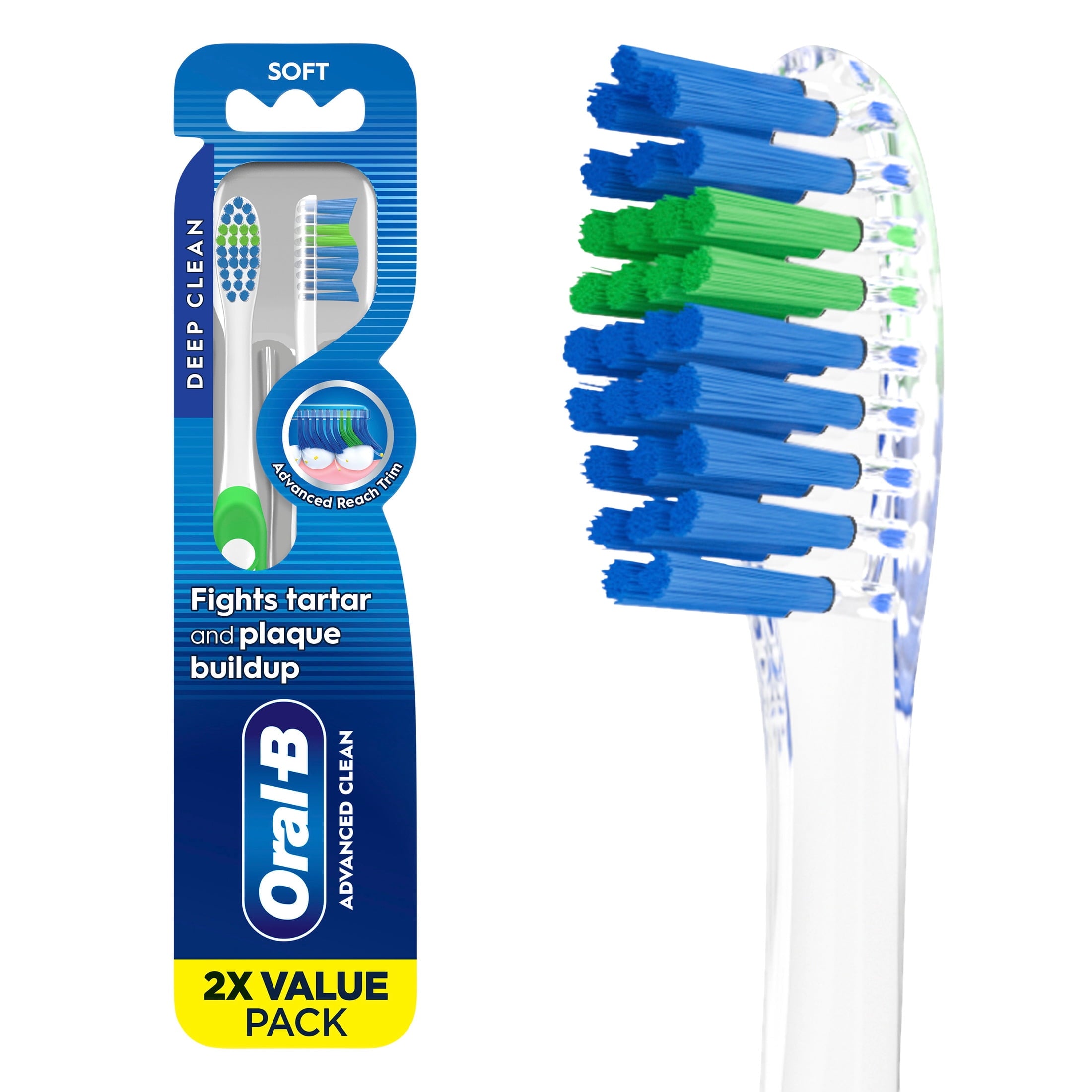 Toothbrush Advanced Clean, Color Changing Bristles, Soft, 2 Count