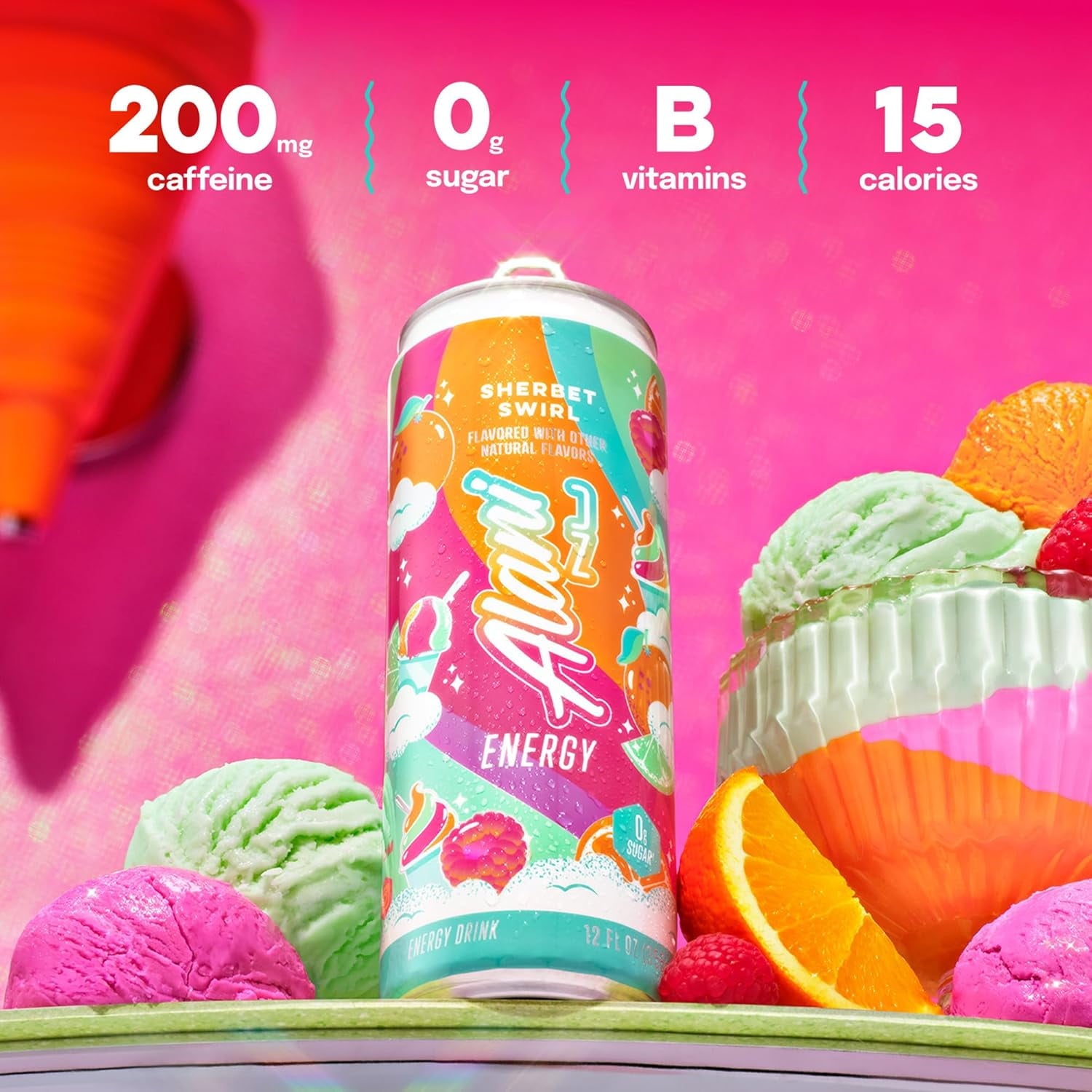 Sherbet Slush Energy Drink, 12 fl oz Cans, Pack of 6