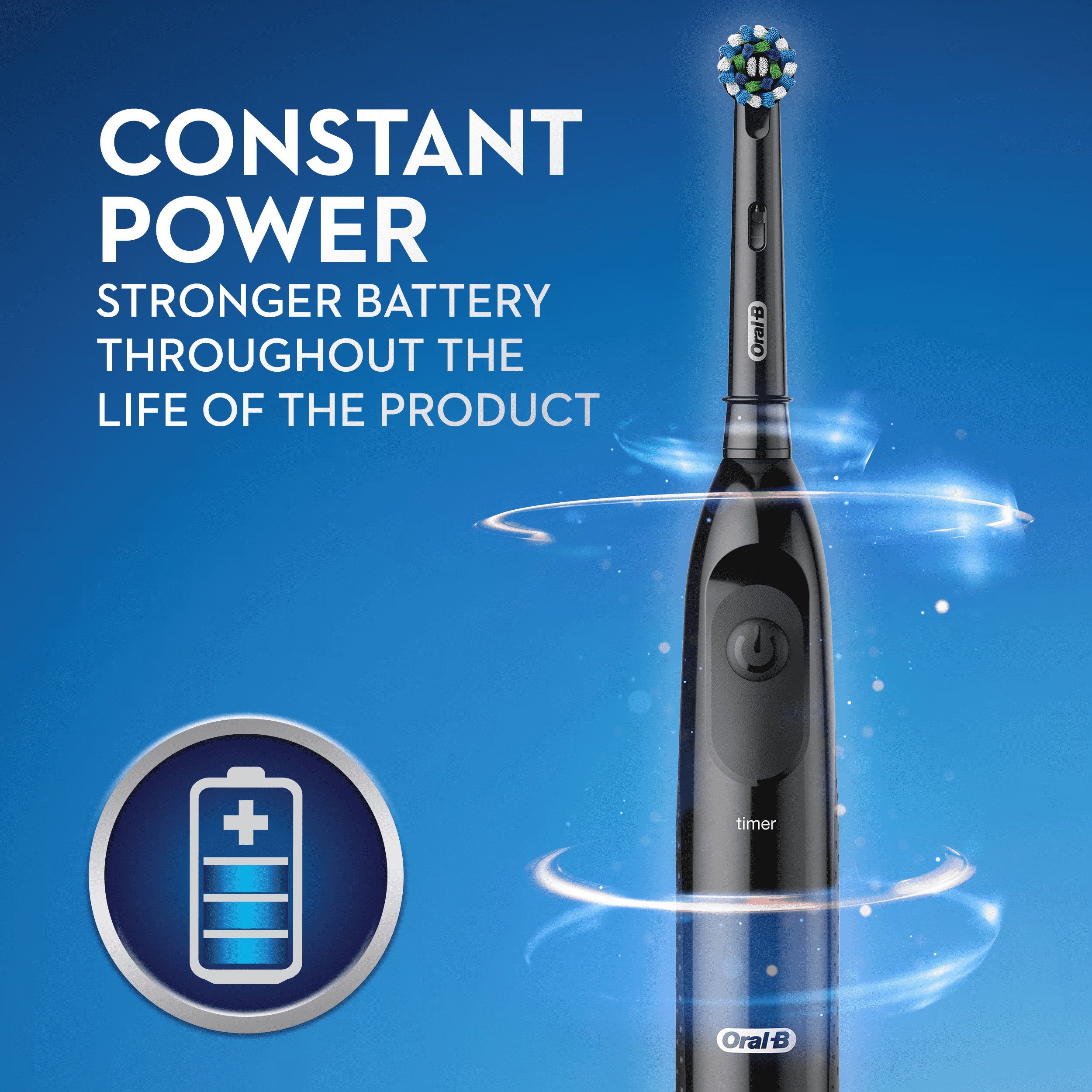 Pro 100 CrossAction Battery Powered Toothbrush, 1 Count, Adults and Children 3+