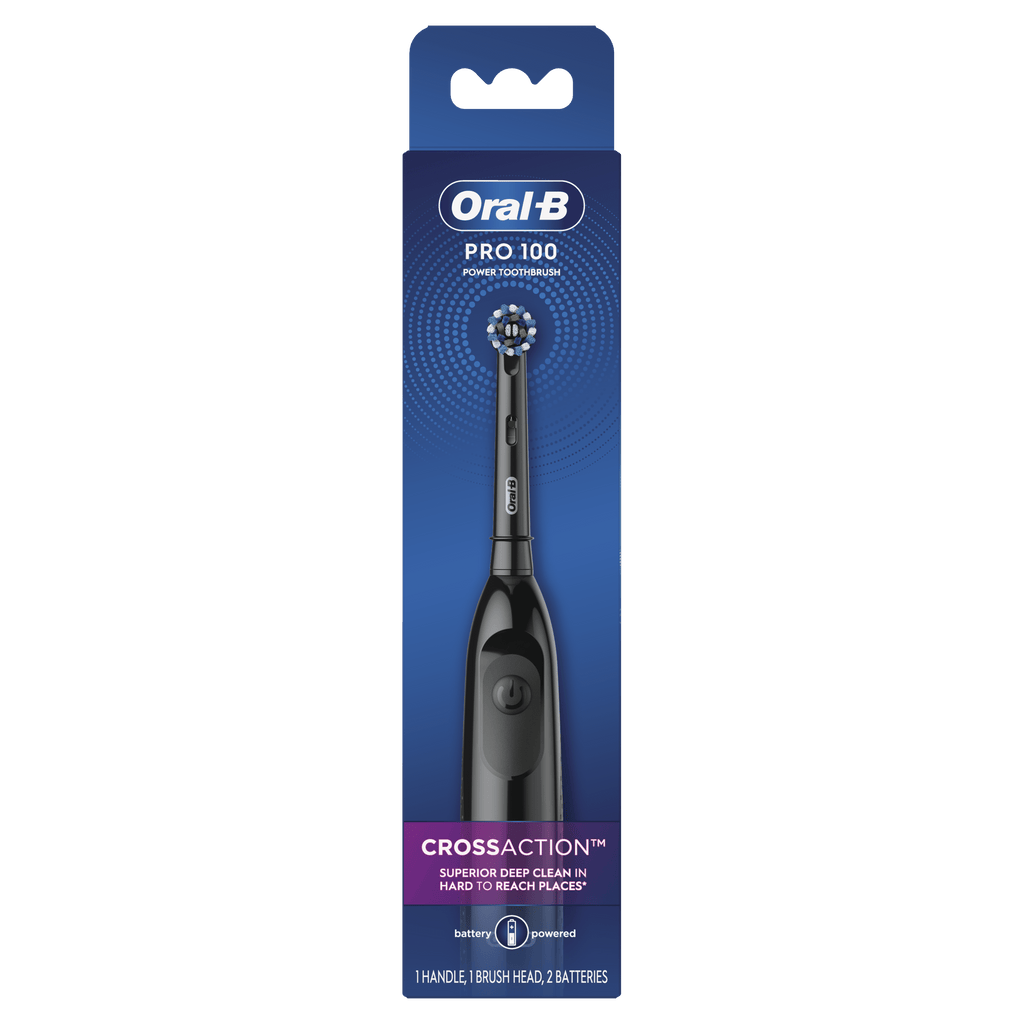 Pro 100 CrossAction Battery Powered Toothbrush, 1 Count, Adults and Children 3+