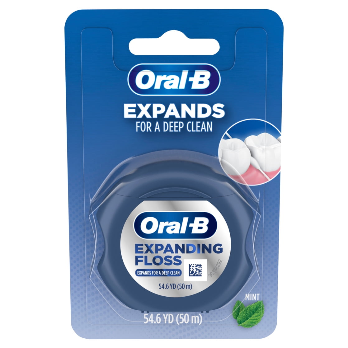 Expandable Ribbon Dental Floss, Mint, Expands for a Deep Clean, 50M
